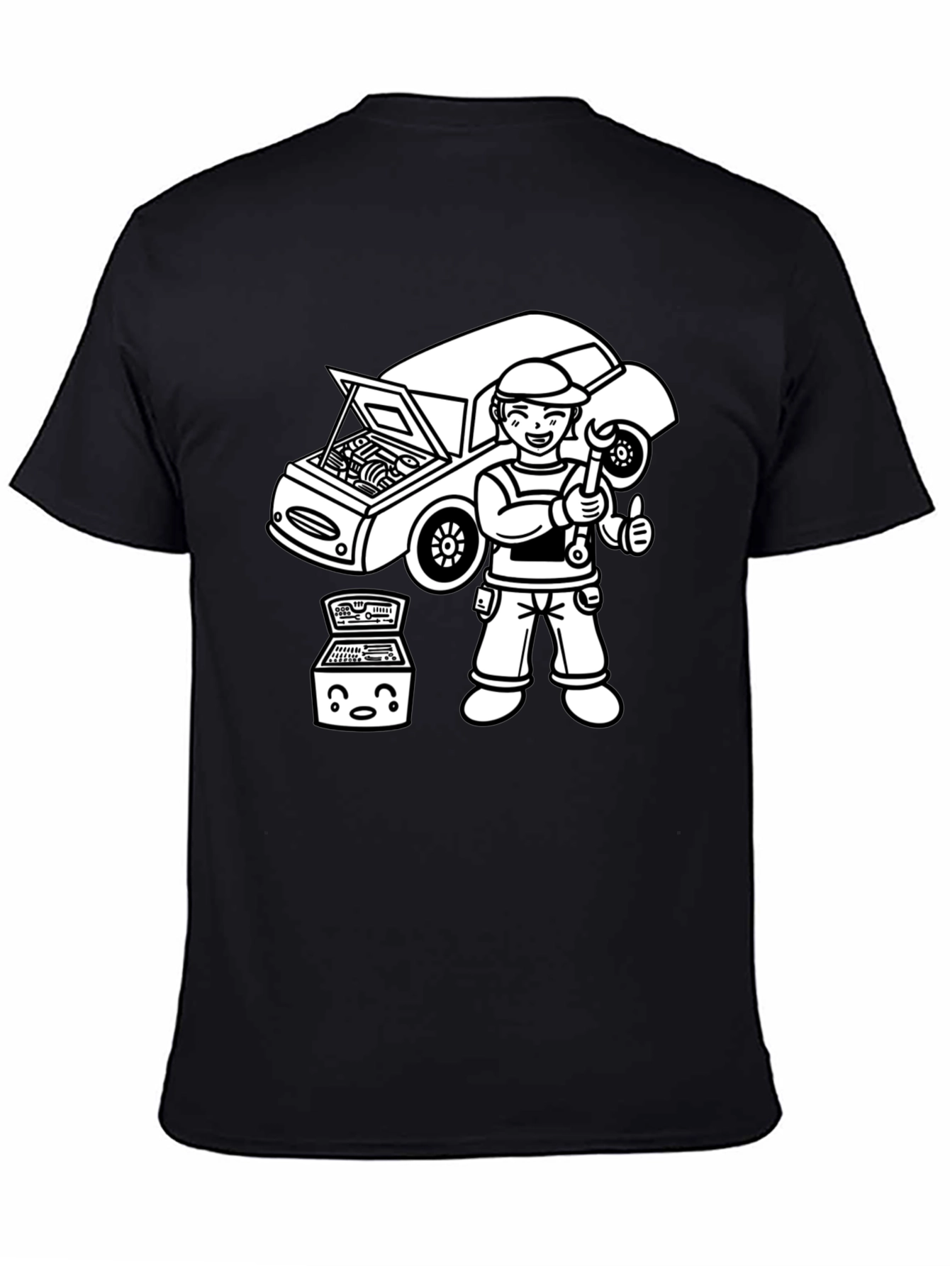 Mechanic Cartoon T-Shirt - Black Graphic Tee