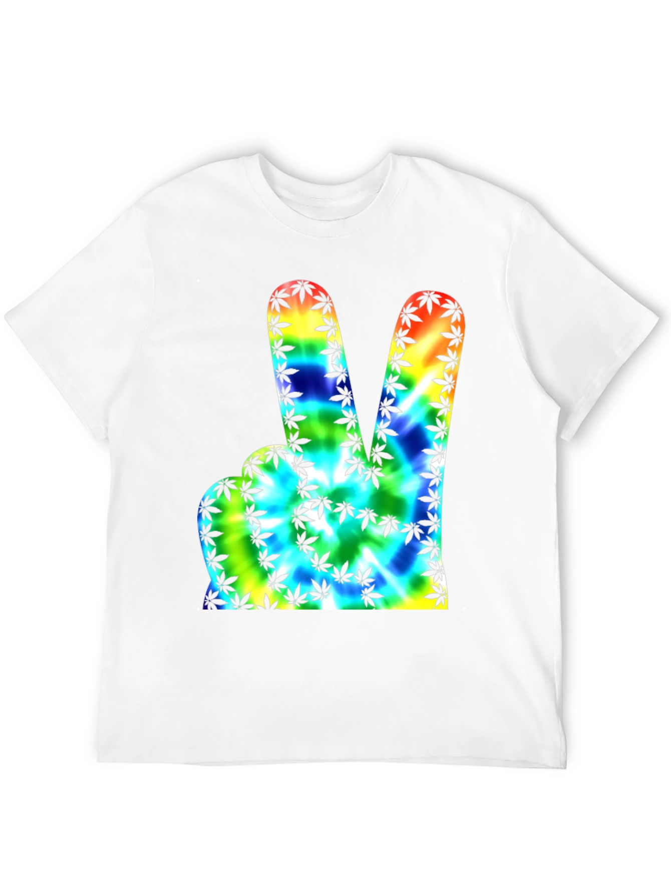 Peace Sign Tie-Dye Marijuana Leaf Graphic Tee