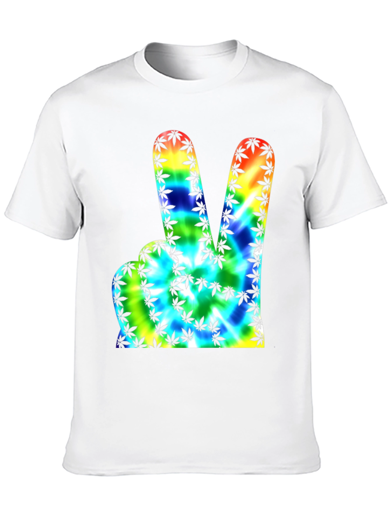 Peace Sign Tie-Dye Marijuana Leaf Graphic Tee