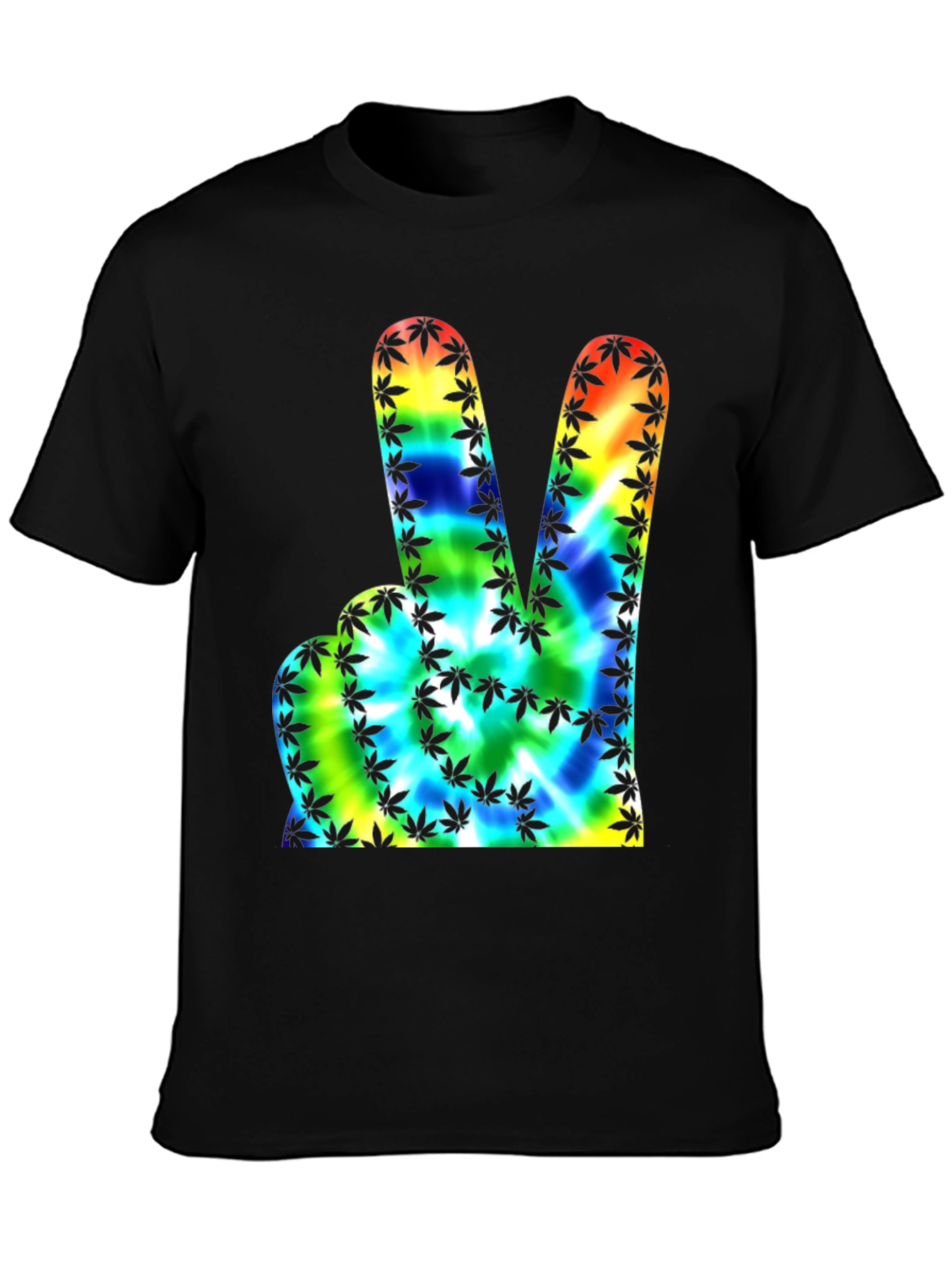 Peace Sign Tie-Dye Marijuana Leaf Graphic Tee