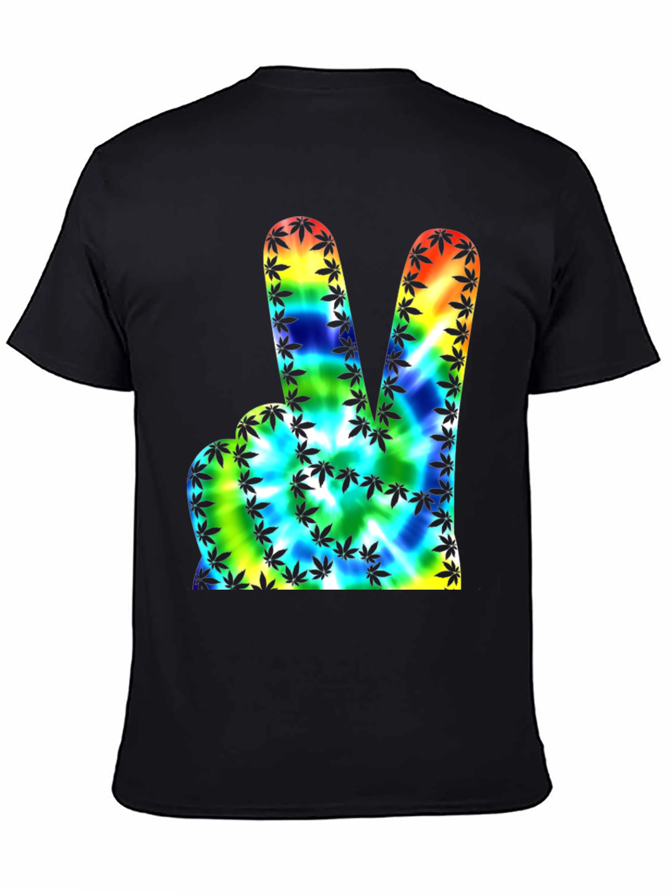 Peace Sign Tie-Dye Marijuana Leaf Graphic Tee