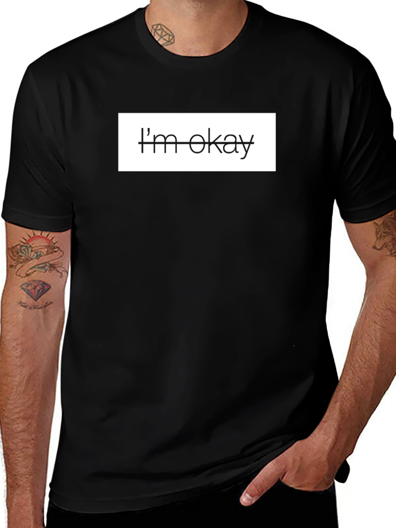 Im Okay Black Graphic Tee Shirt