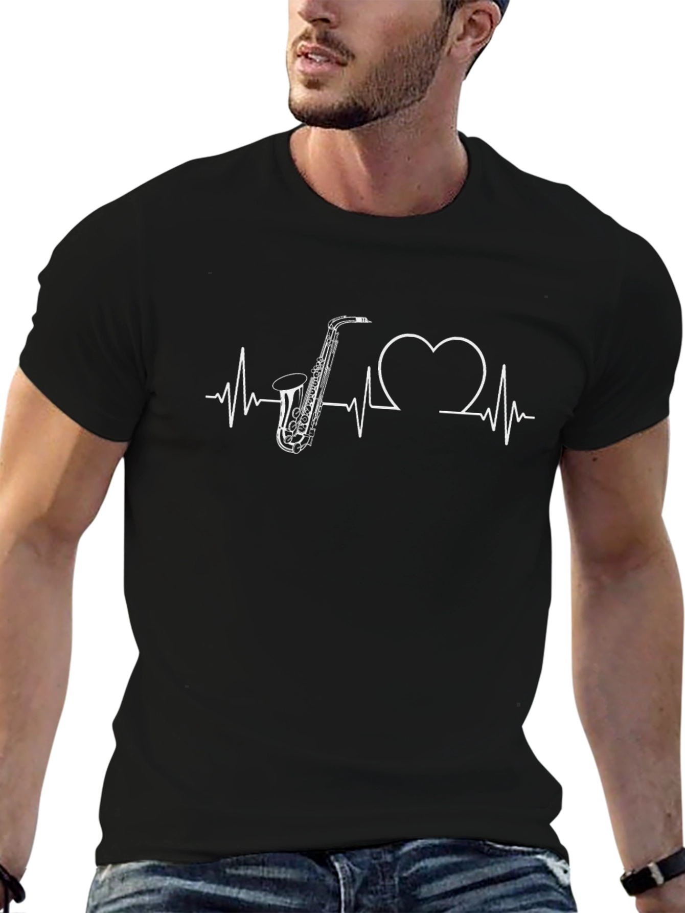 Saxophone Heartbeat Graphic Tee