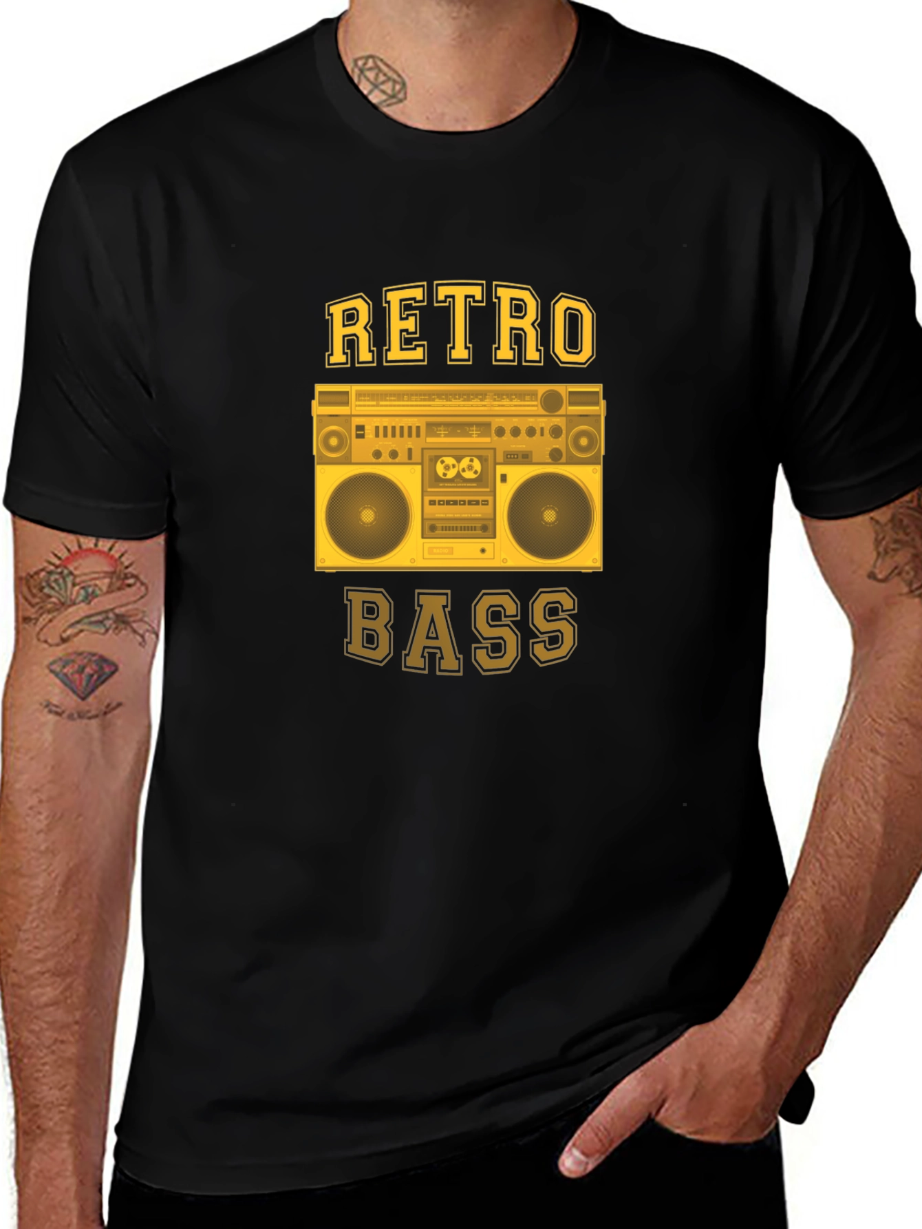 Retro Bass Boombox Graphic T-Shirt