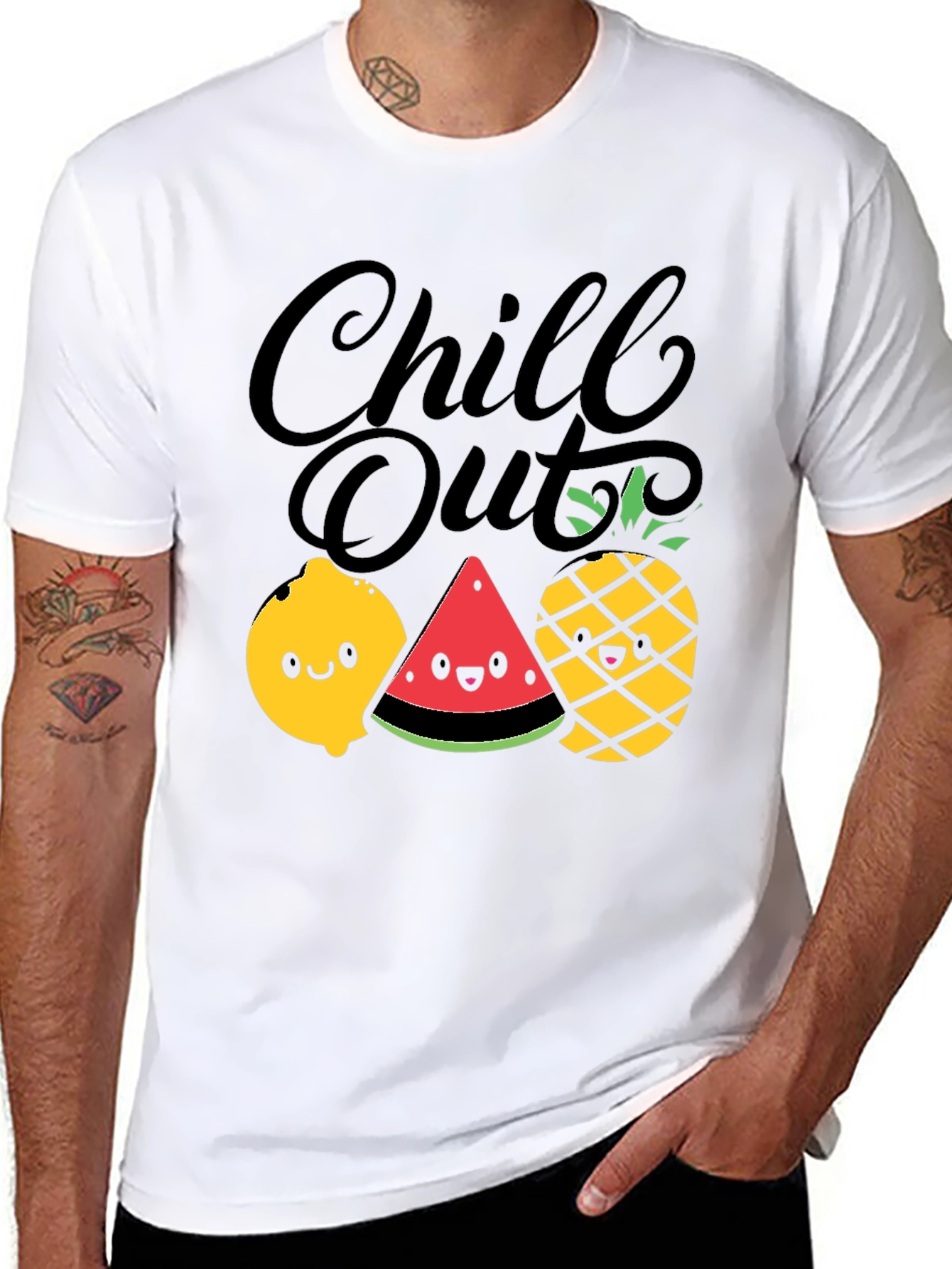 Chill Out Fruit Graphic Tee - Summer Relaxed Fit