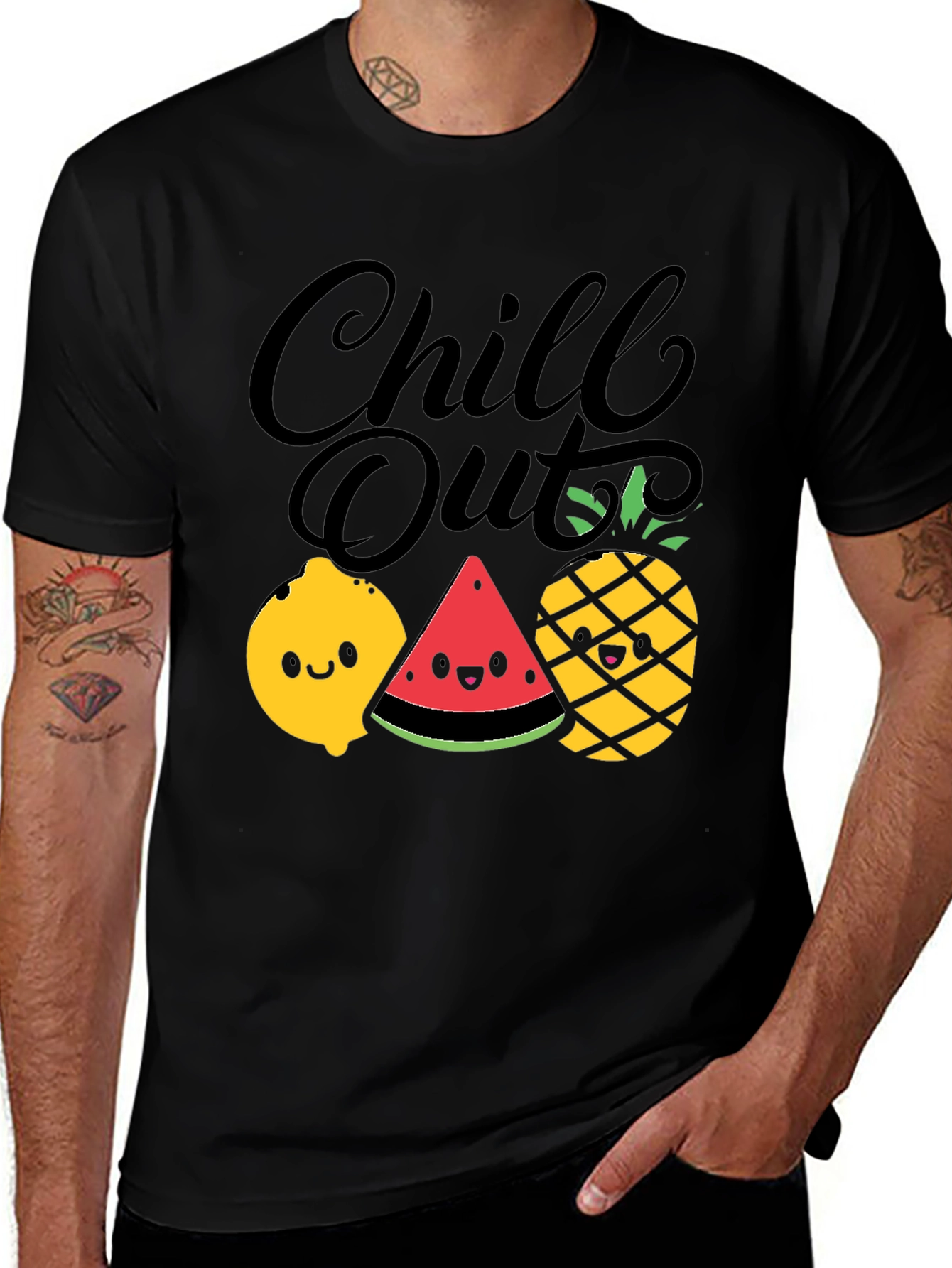 Chill Out Fruit Graphic Tee - Summer Relaxed Fit