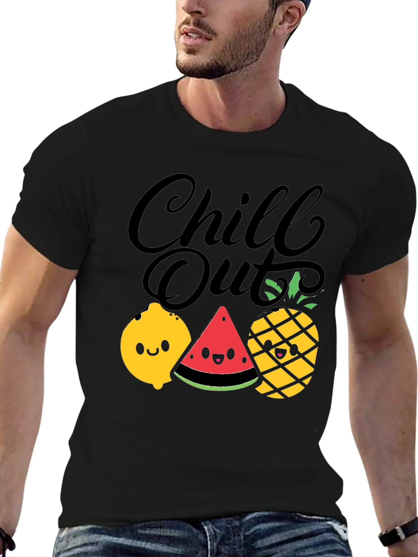 Chill Out Fruit Graphic Tee - Summer Relaxed Fit