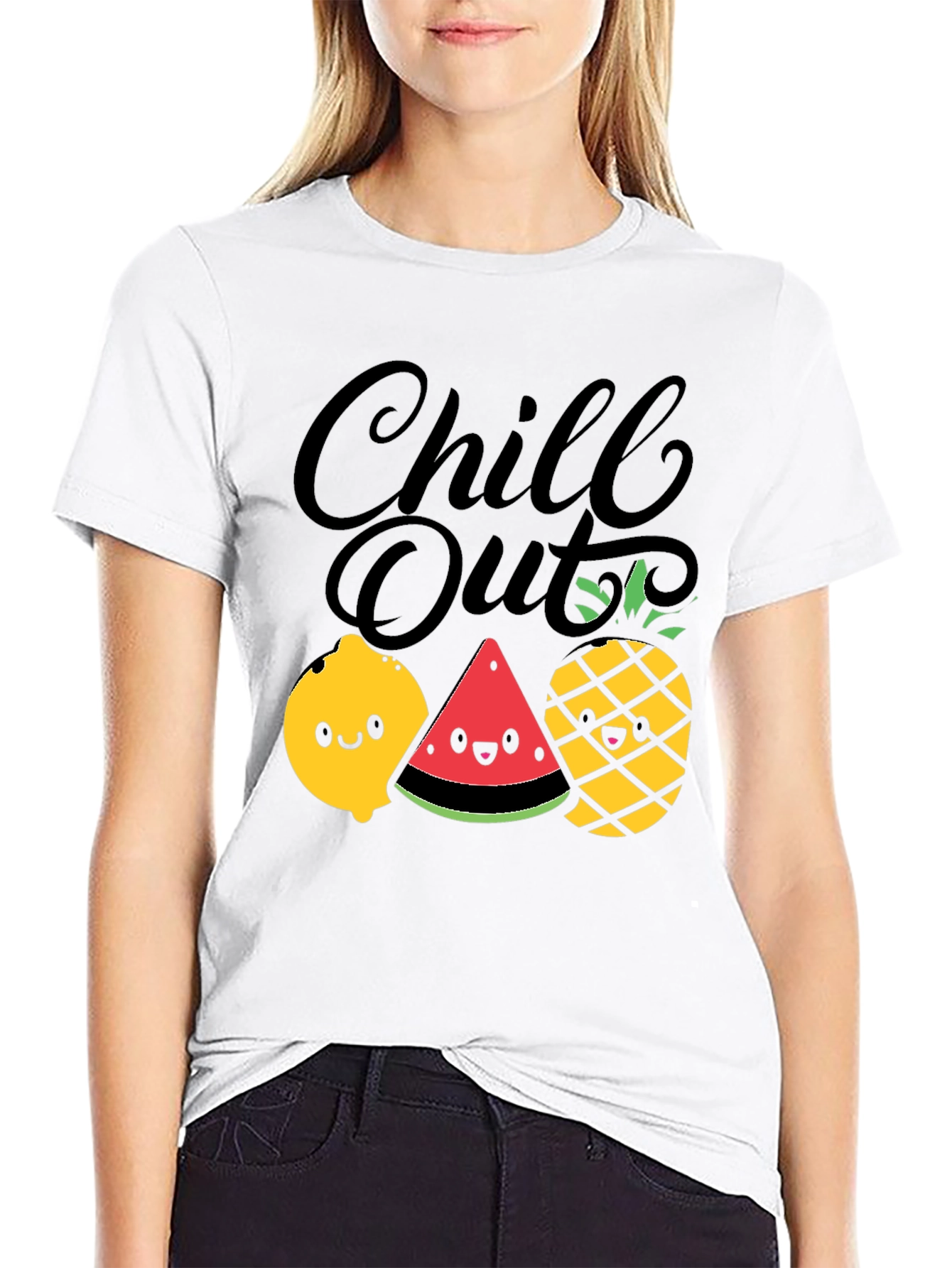 Chill Out Fruit Graphic Tee - Summer Relaxed Fit
