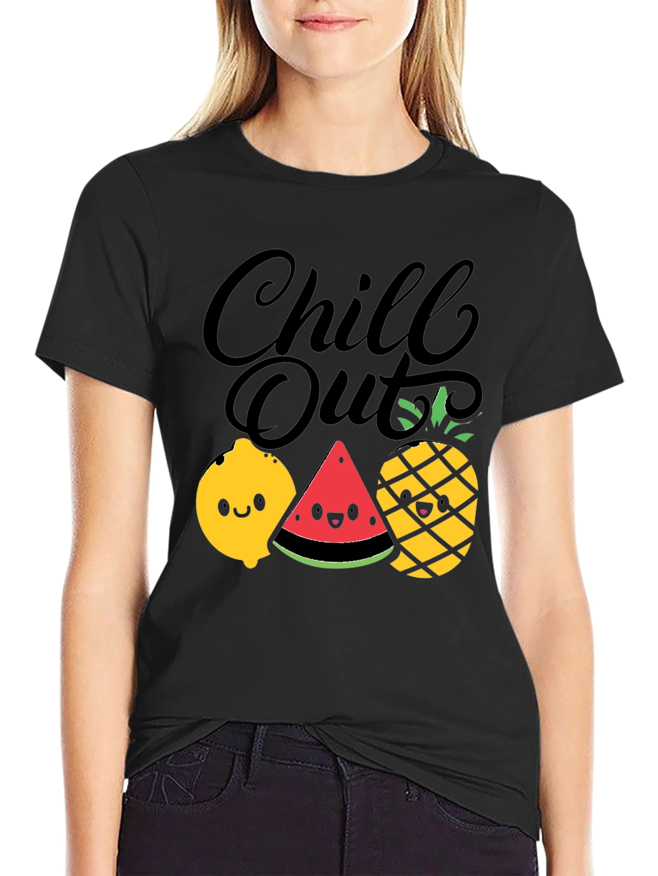 Chill Out Fruit Graphic Tee - Summer Relaxed Fit