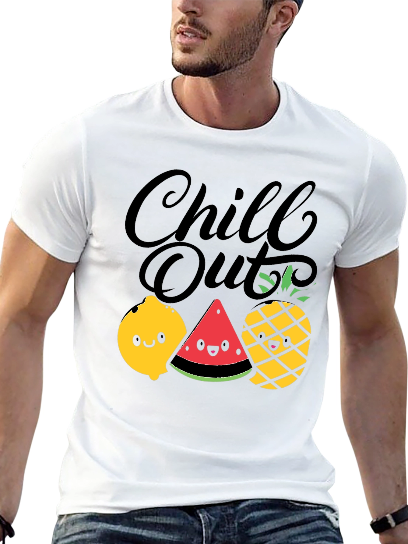 Chill Out Fruit Graphic Tee - Summer Relaxed Fit