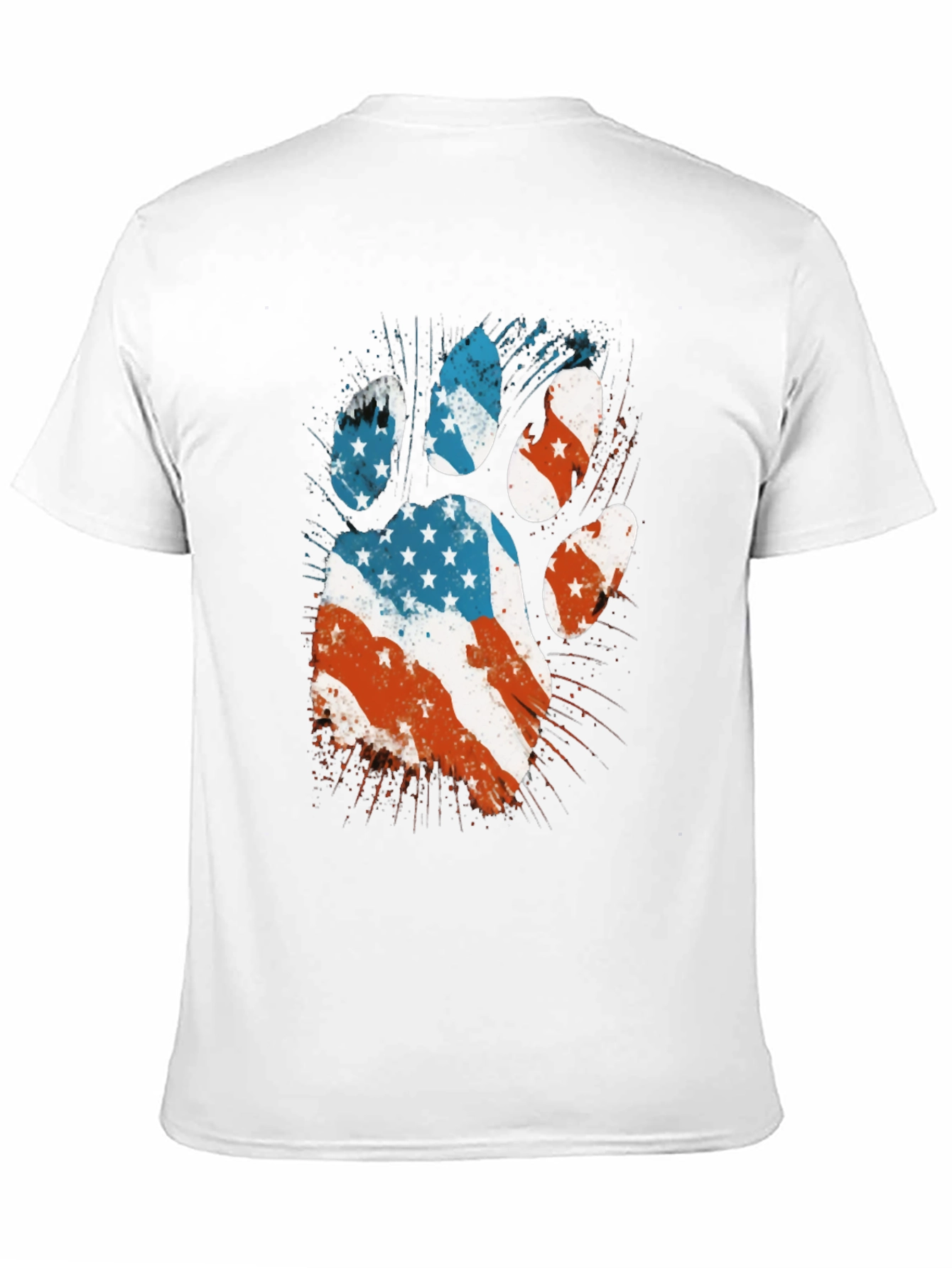 American Flag Paw Print Mens Black T-Shirt