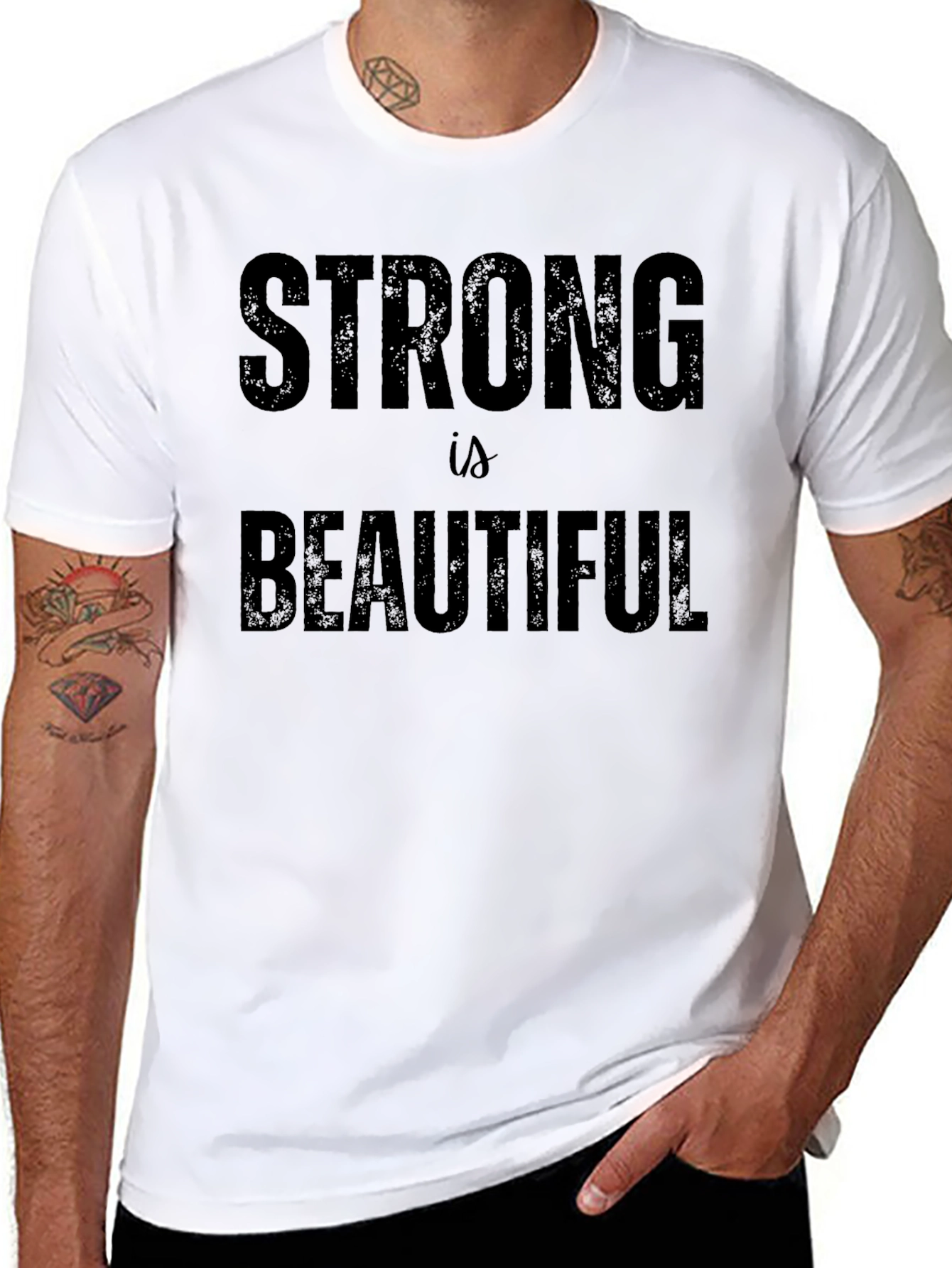 Strong Is Beautiful Mens Black Graphic Tee