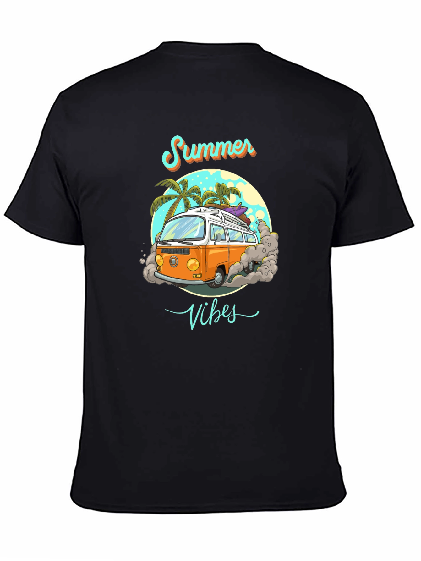 Summer Vibes Retro Van Graphic Tee - Black