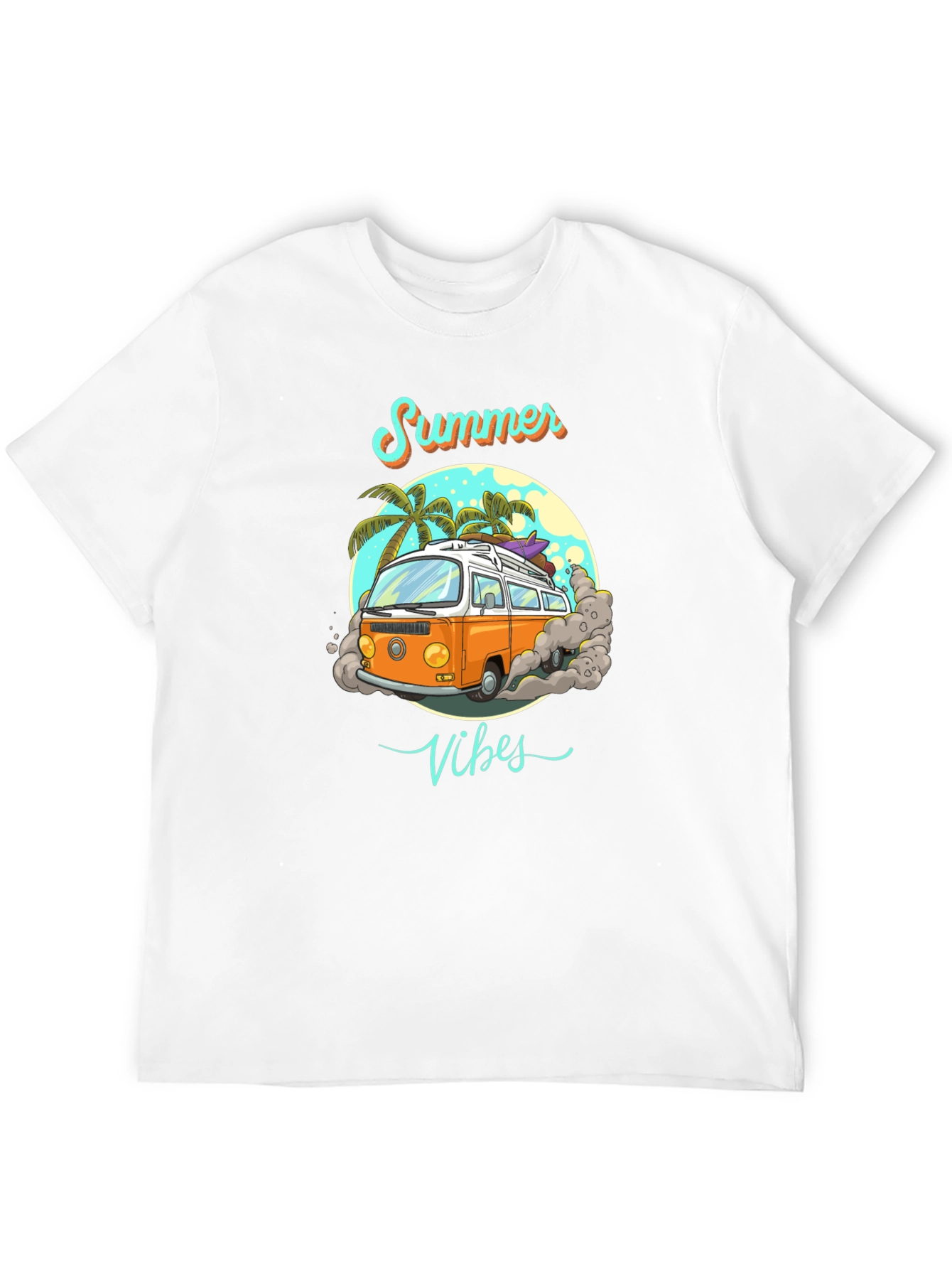 Summer Vibes Retro Van Graphic Tee - Black