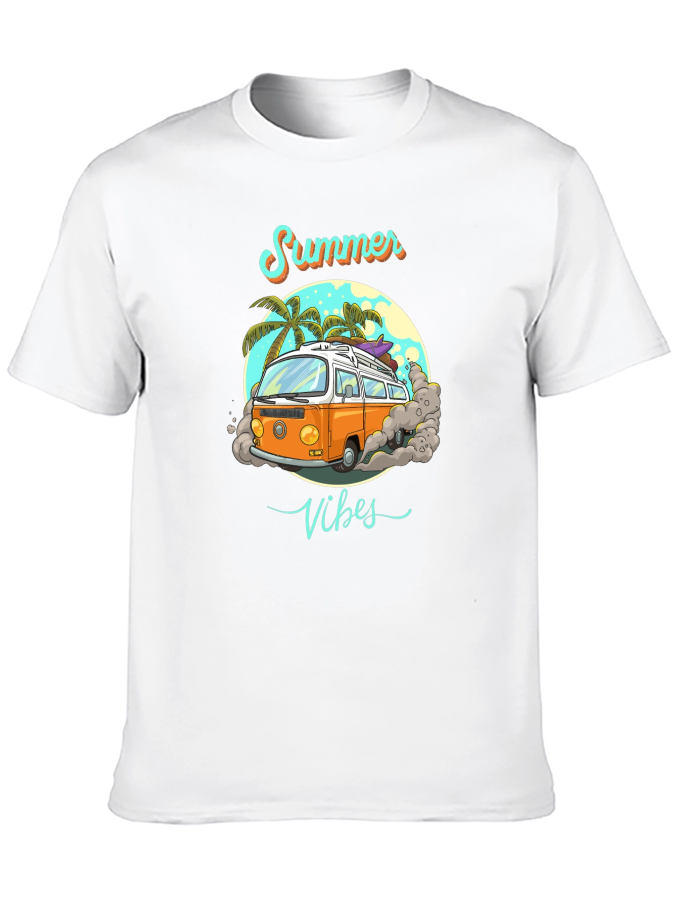 Summer Vibes Retro Van Graphic Tee - Black