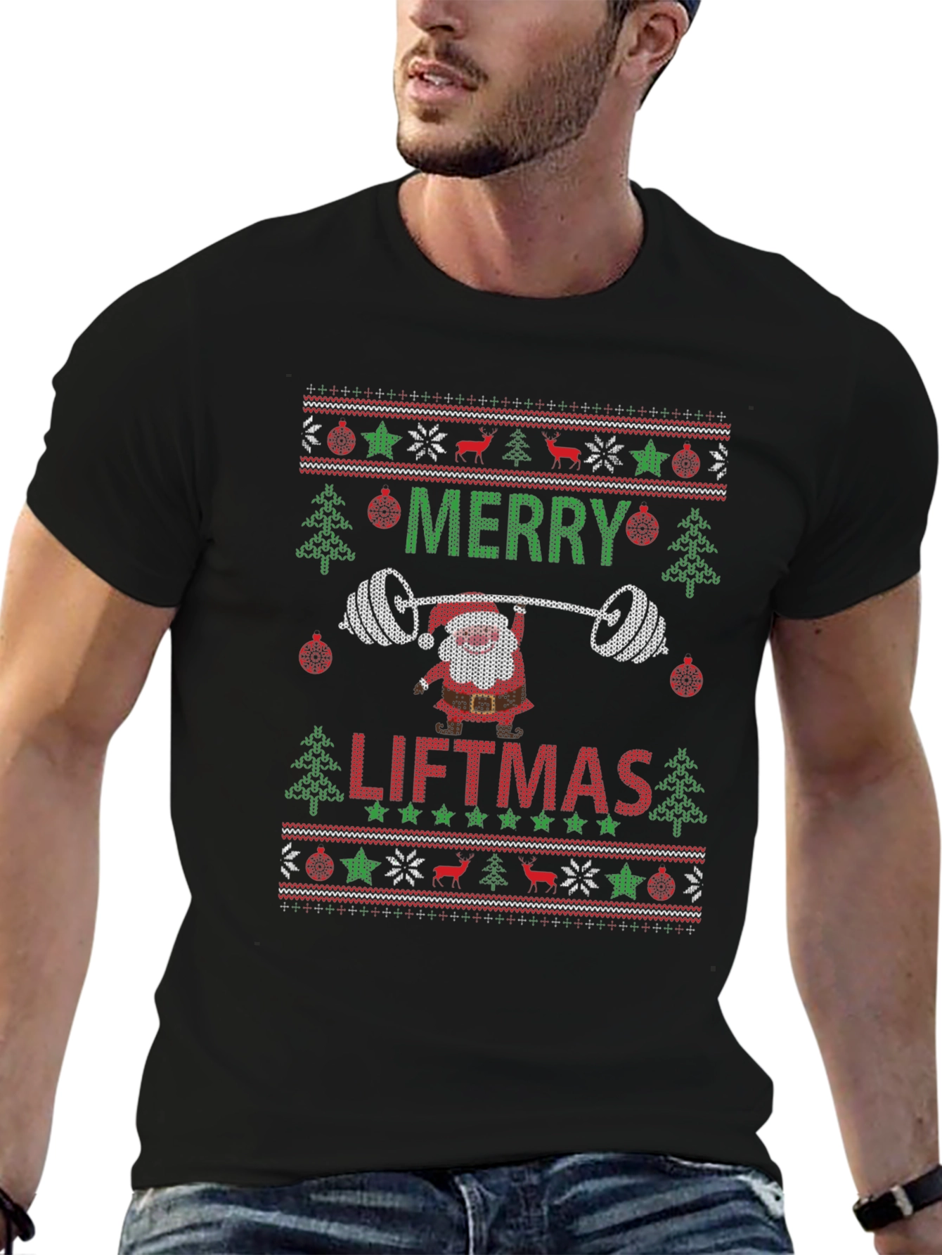 Merry Liftmas Santa Ugly Christmas Sweater T-Shirt