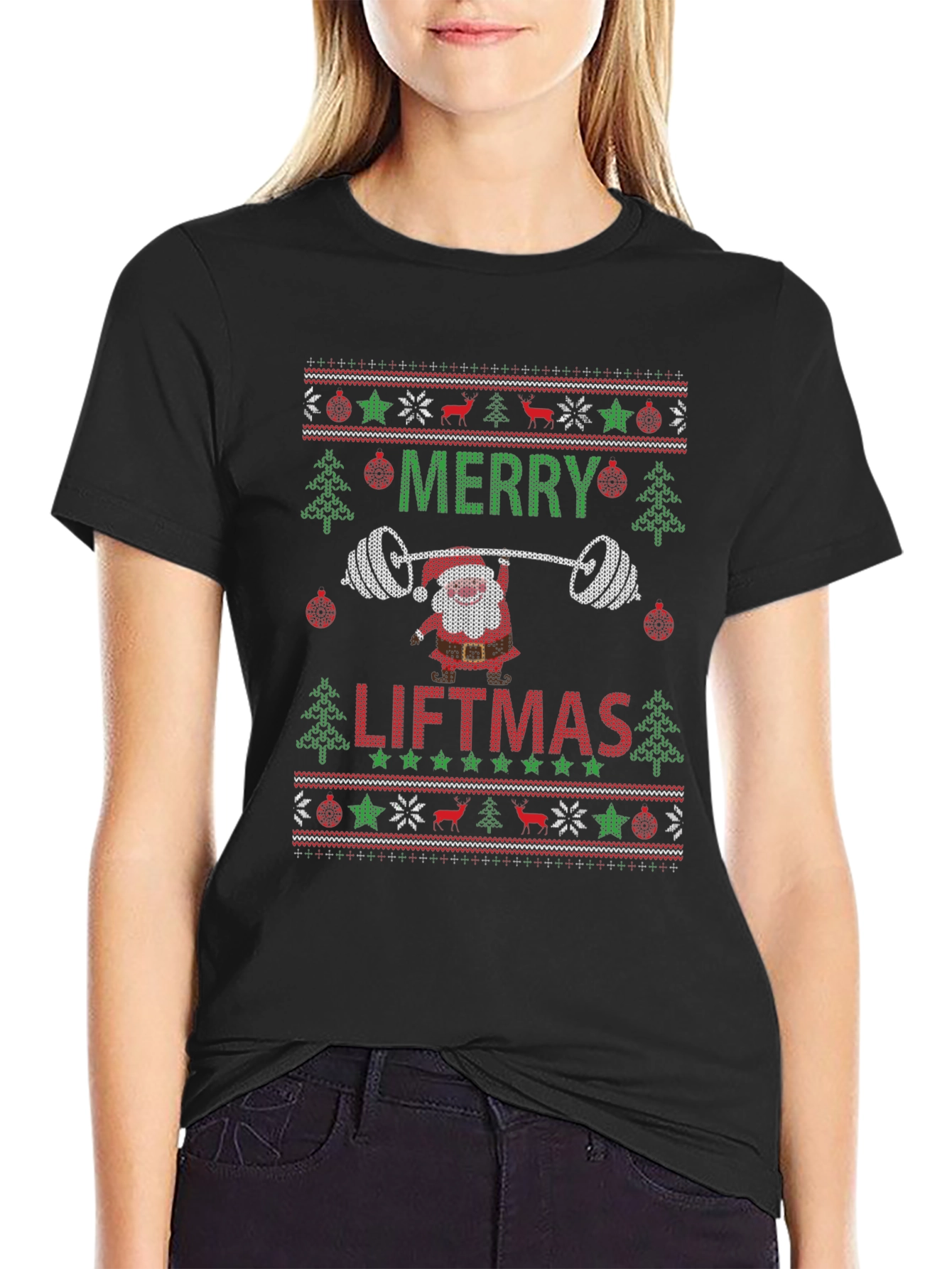 Merry Liftmas Santa Ugly Christmas Sweater T-Shirt