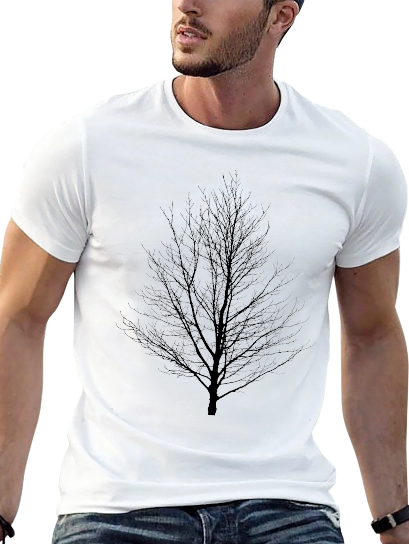 Minimalist Tree Silhouette Black T-Shirt
