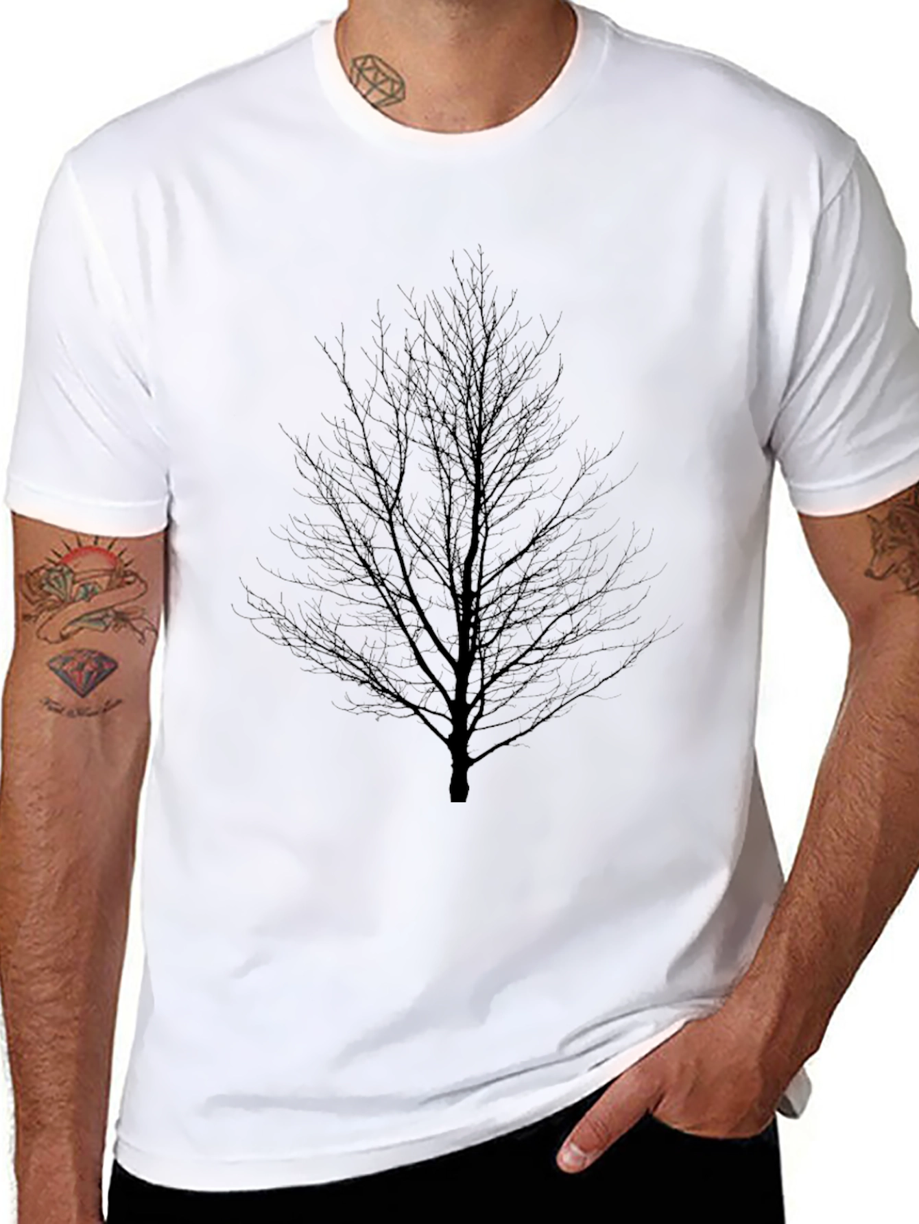 Minimalist Tree Silhouette Black T-Shirt
