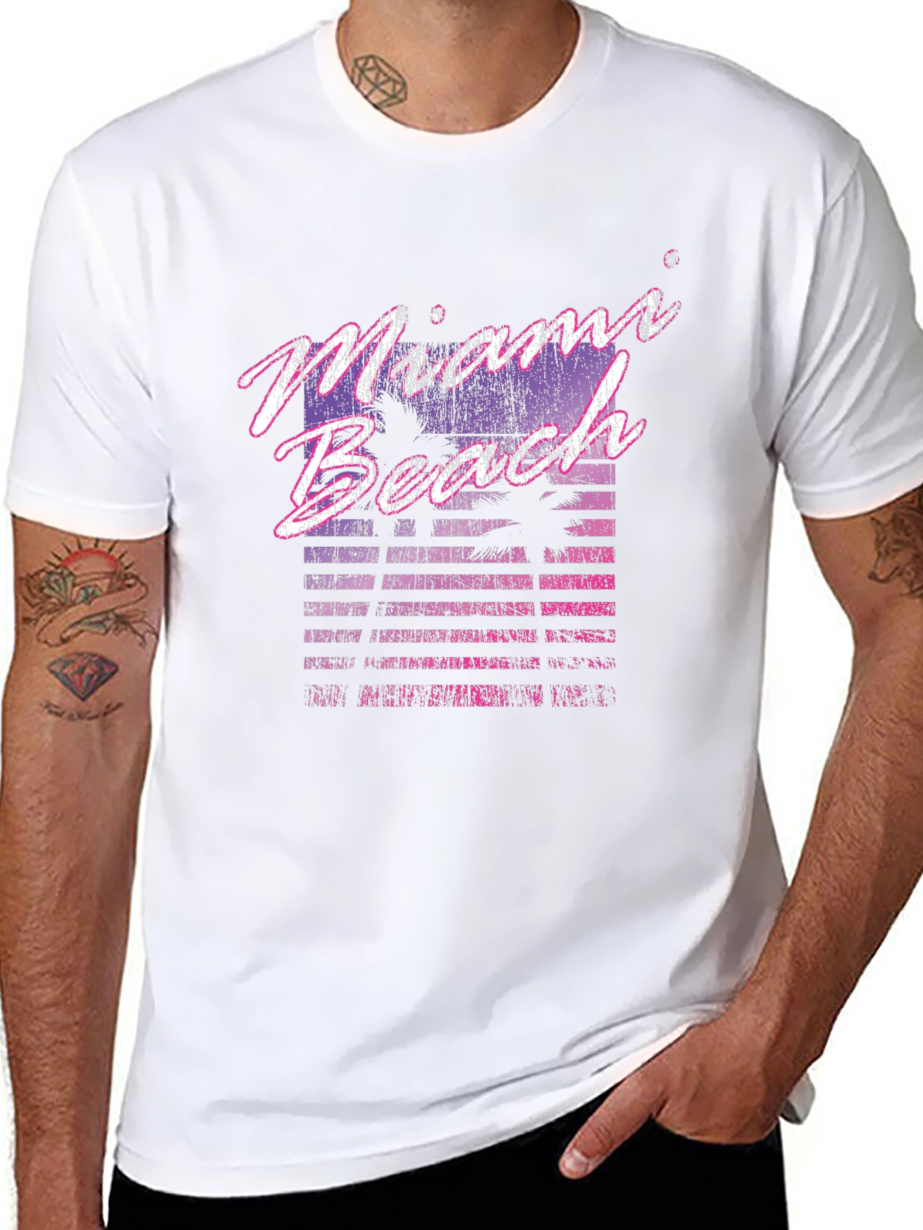 Miami Beach Retro Graphic Black T-Shirt