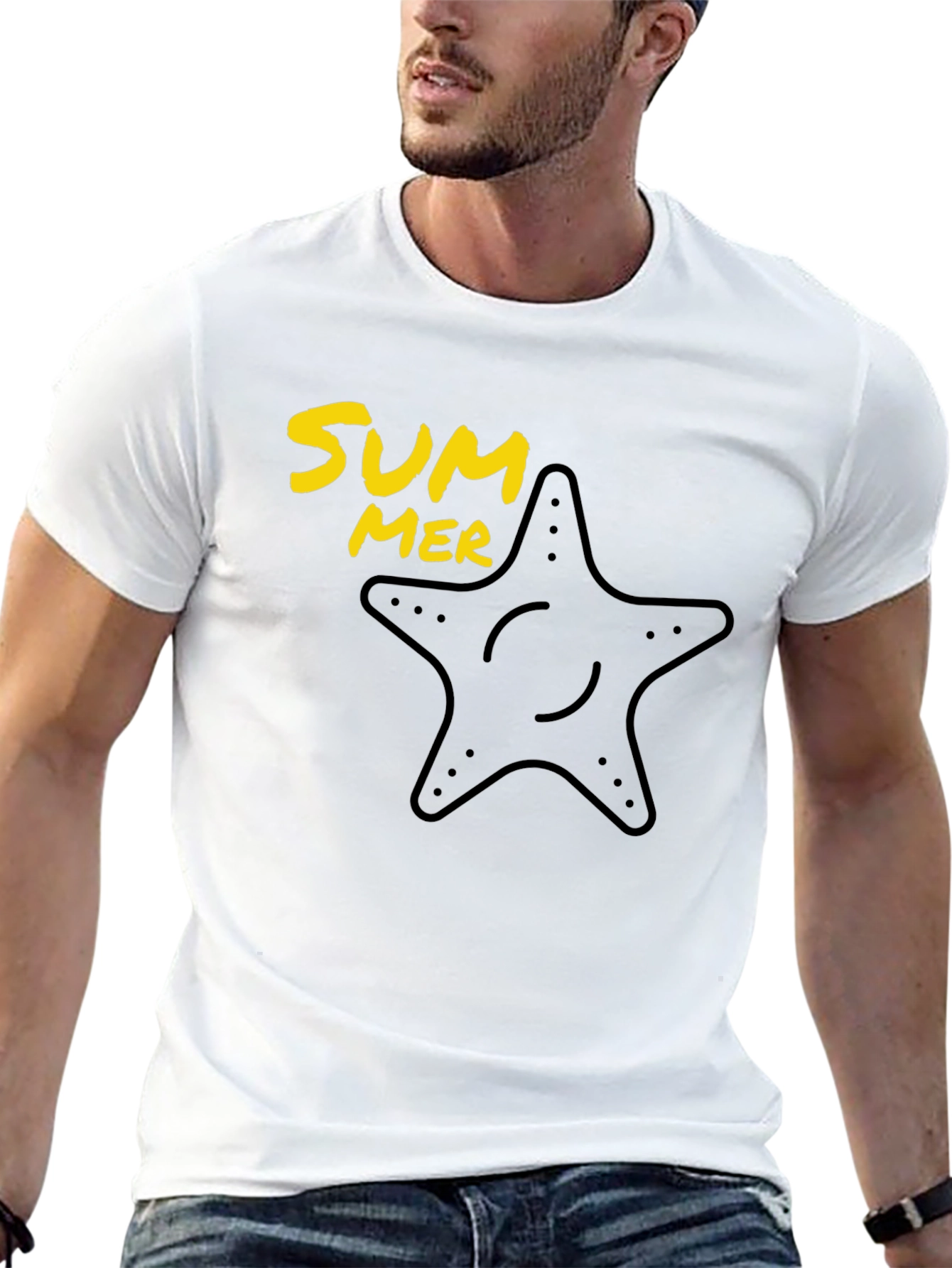 Summer Starfish Graphic Tee - Black