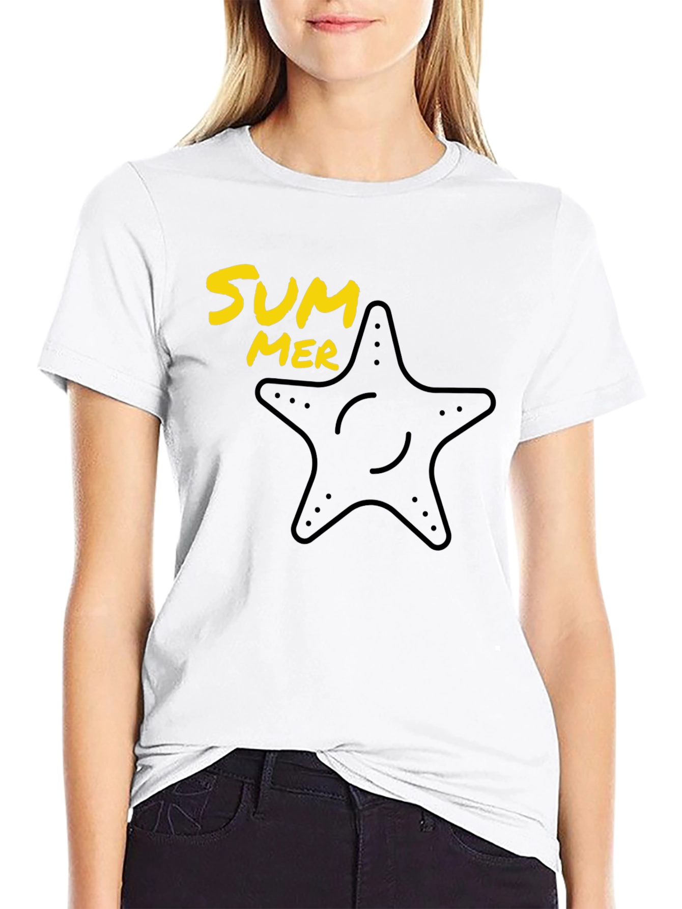 Summer Starfish Graphic Tee - Black
