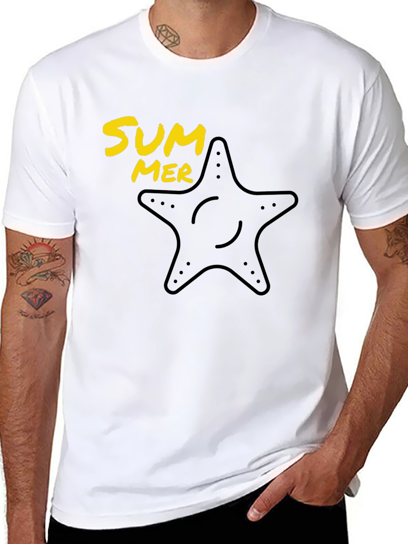 Summer Starfish Graphic Tee - Black