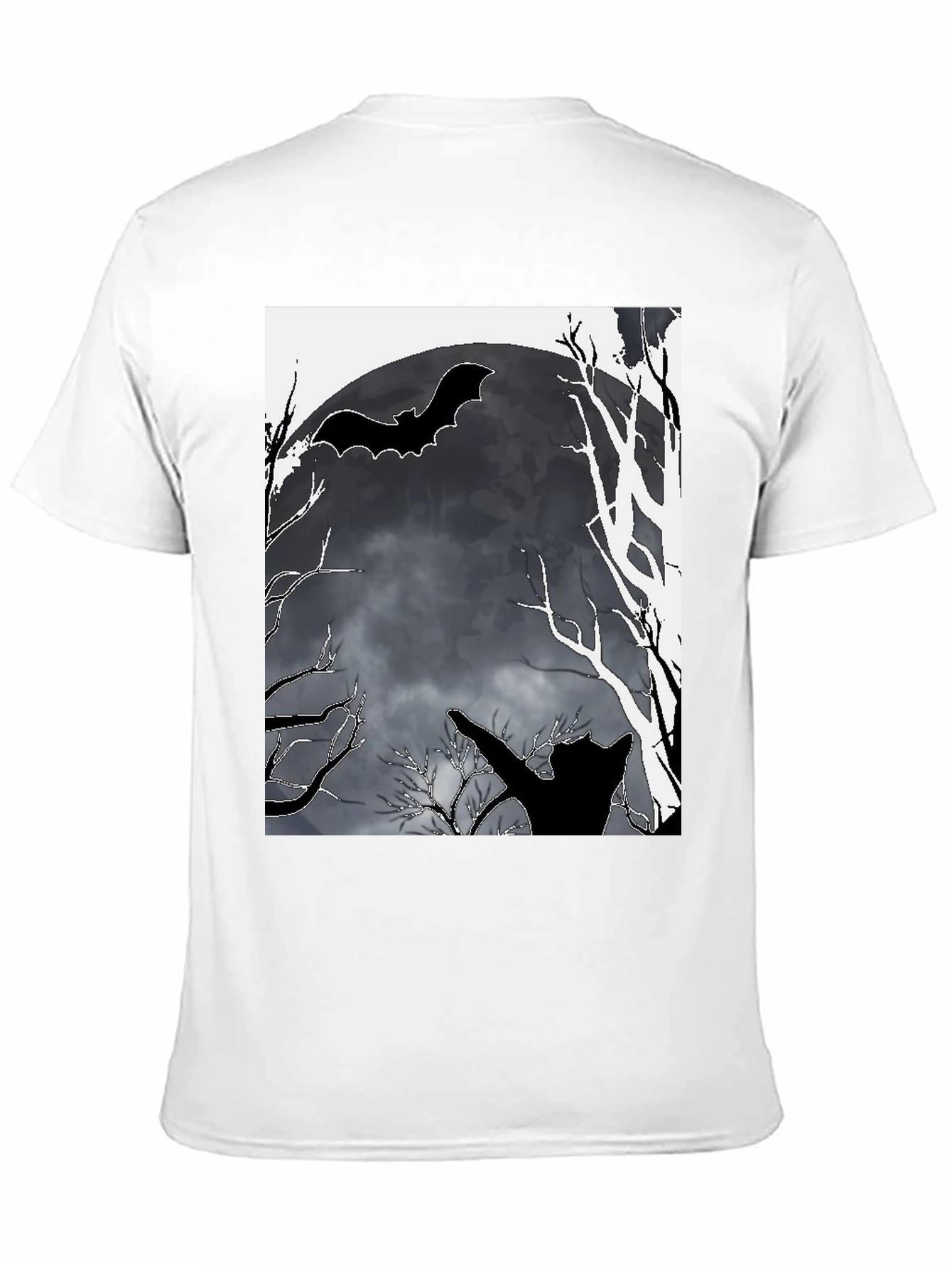 Halloween T-Shirt Bat Moon Cat Black