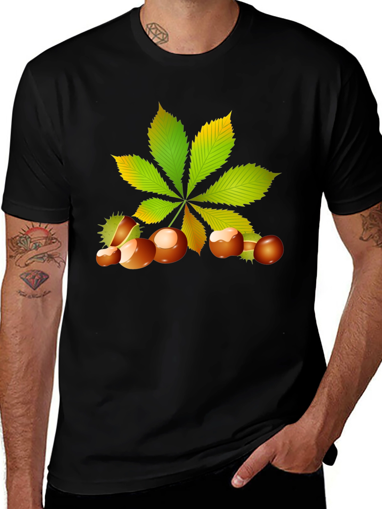Chestnut Leaf Black Graphic Tee