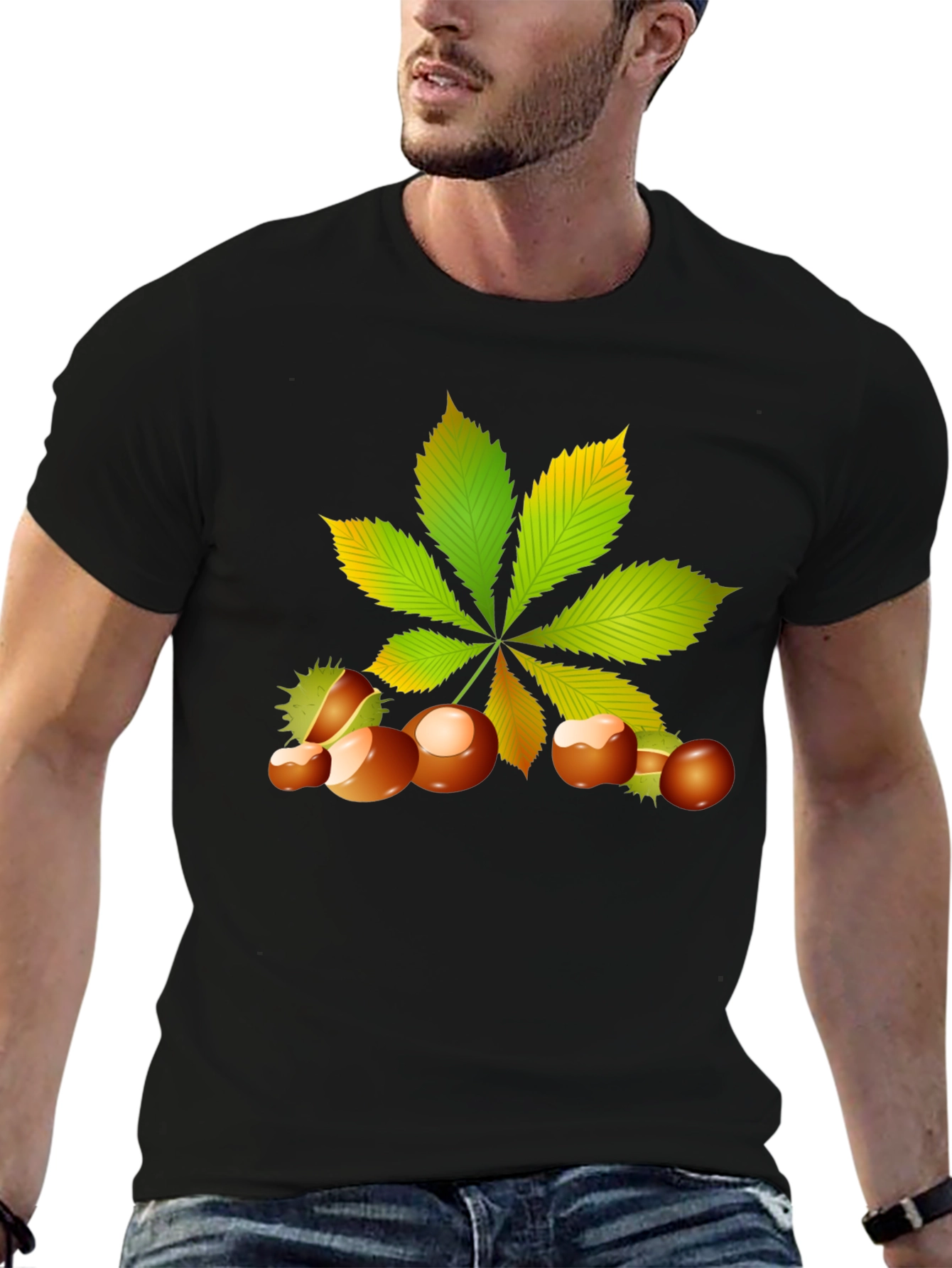 Chestnut Leaf Black Graphic Tee