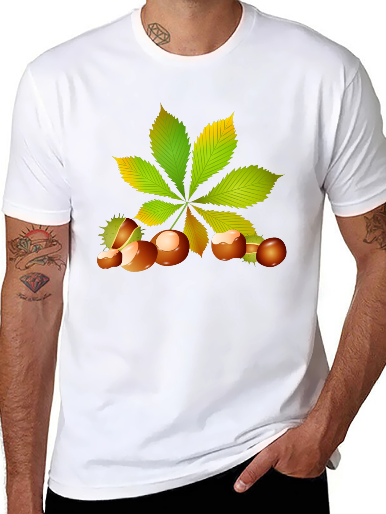 Chestnut Leaf Black Graphic Tee