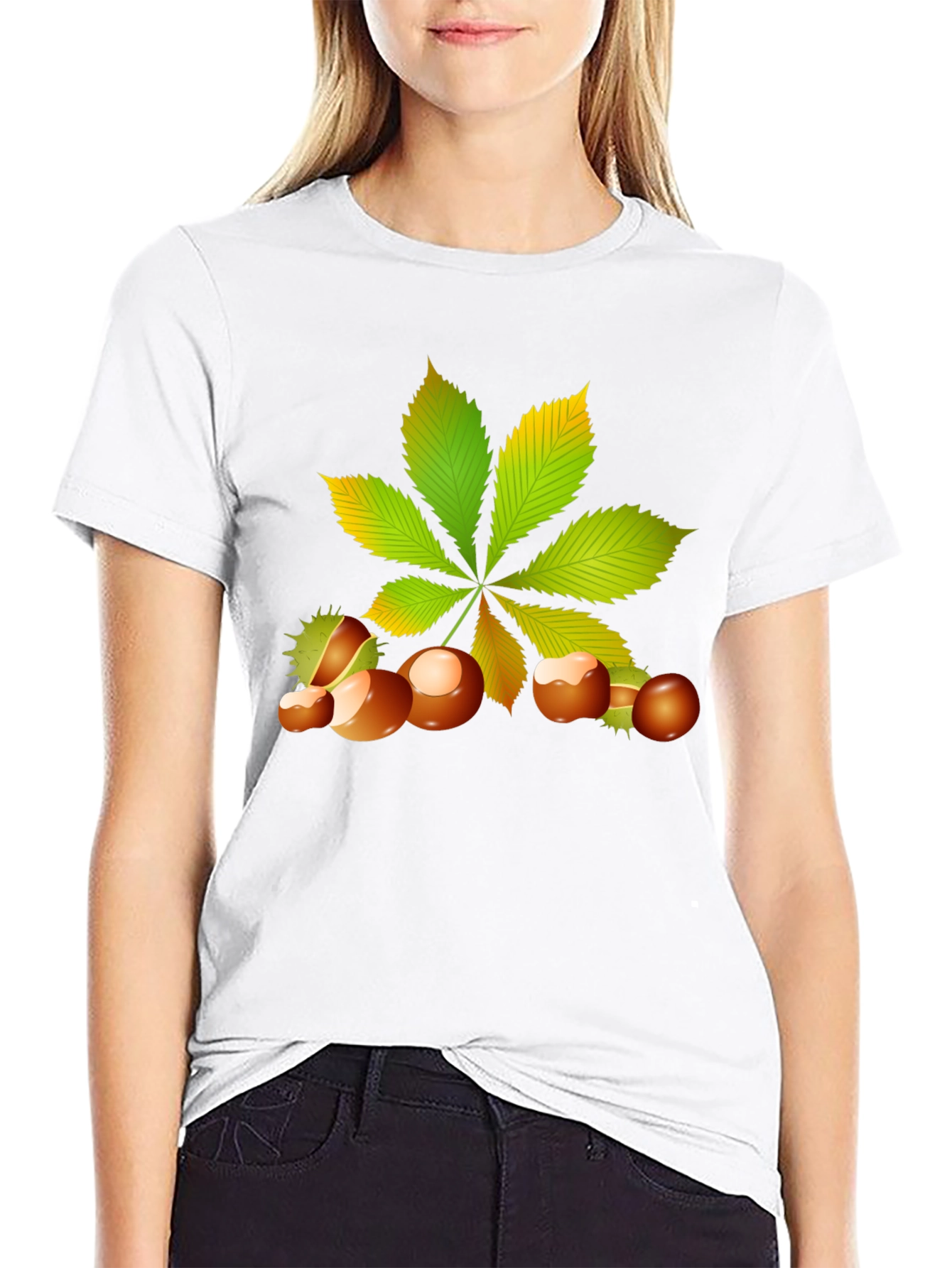 Chestnut Leaf Black Graphic Tee