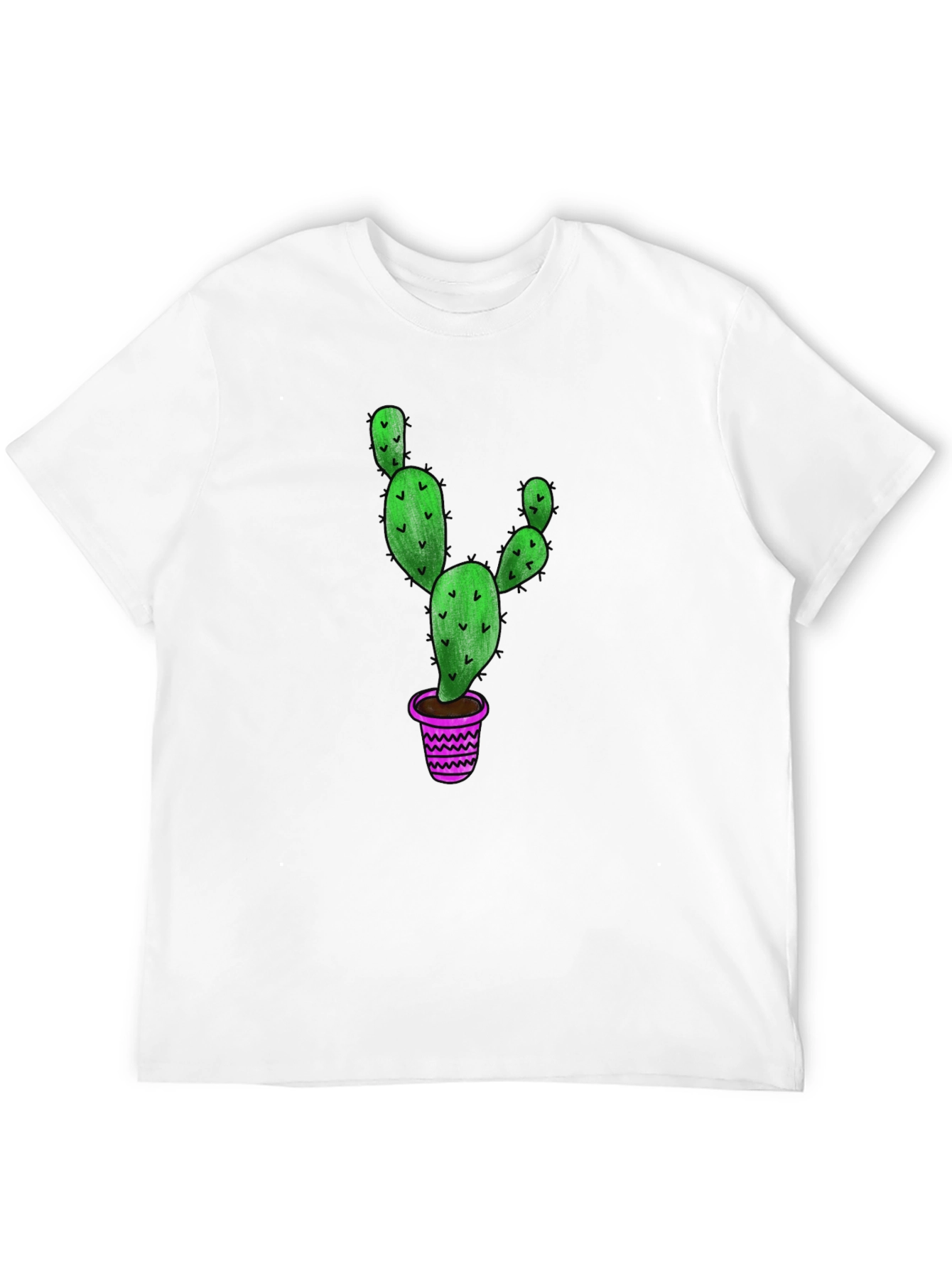 Cactus Graphic T-Shirt - Black Cotton Blend Casual Tee