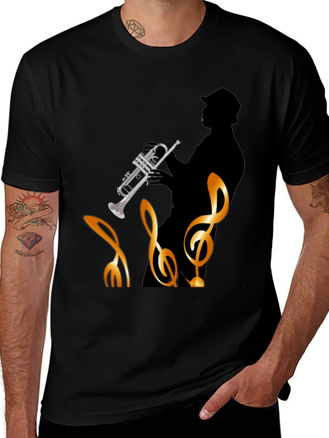 Jazz Player Graphic Tee - Black Cotton T-Shirt