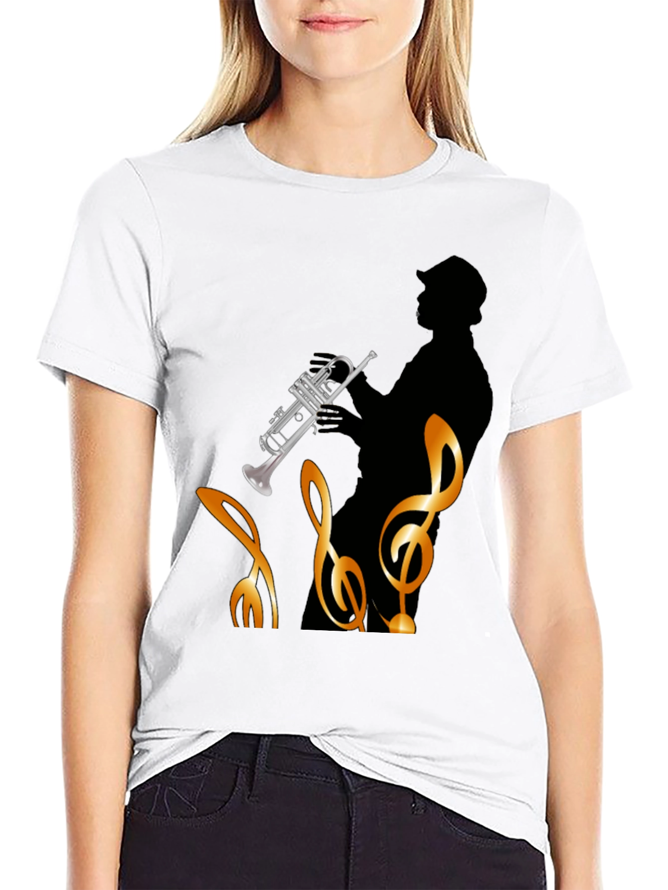Jazz Player Graphic Tee - Black Cotton T-Shirt