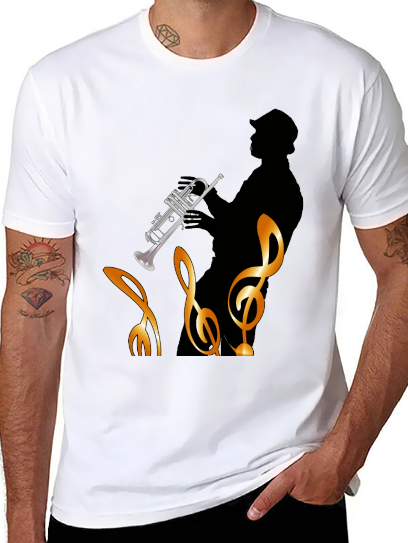 Jazz Player Graphic Tee - Black Cotton T-Shirt
