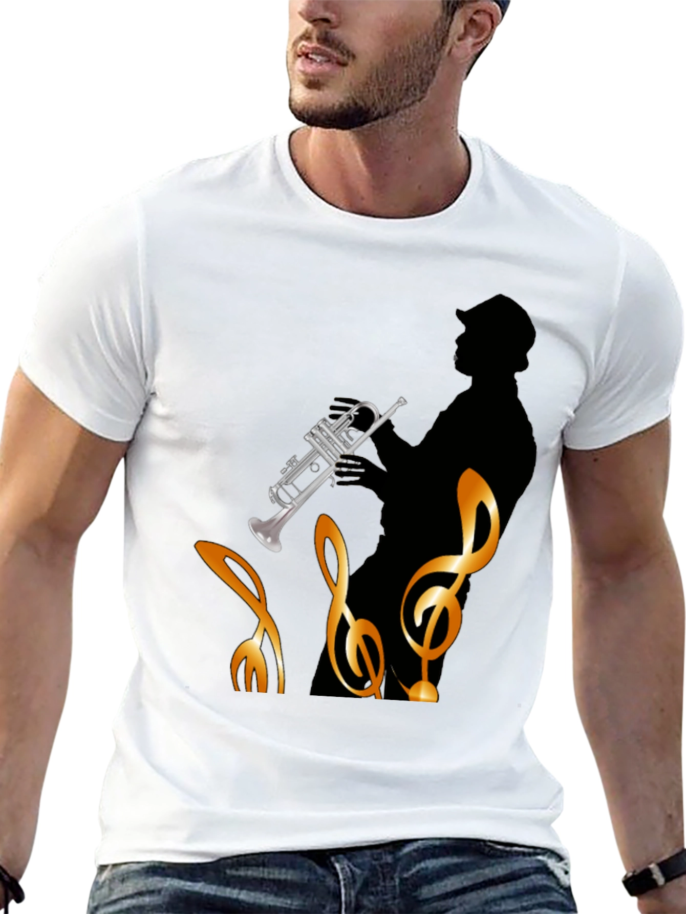 Jazz Player Graphic Tee - Black Cotton T-Shirt