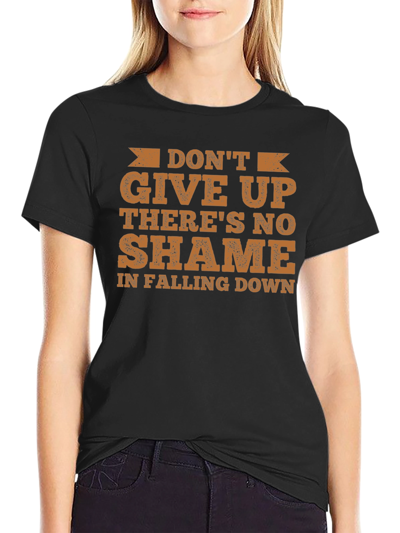 Dont Give Up Graphic Tee - Black Cotton T-Shirt