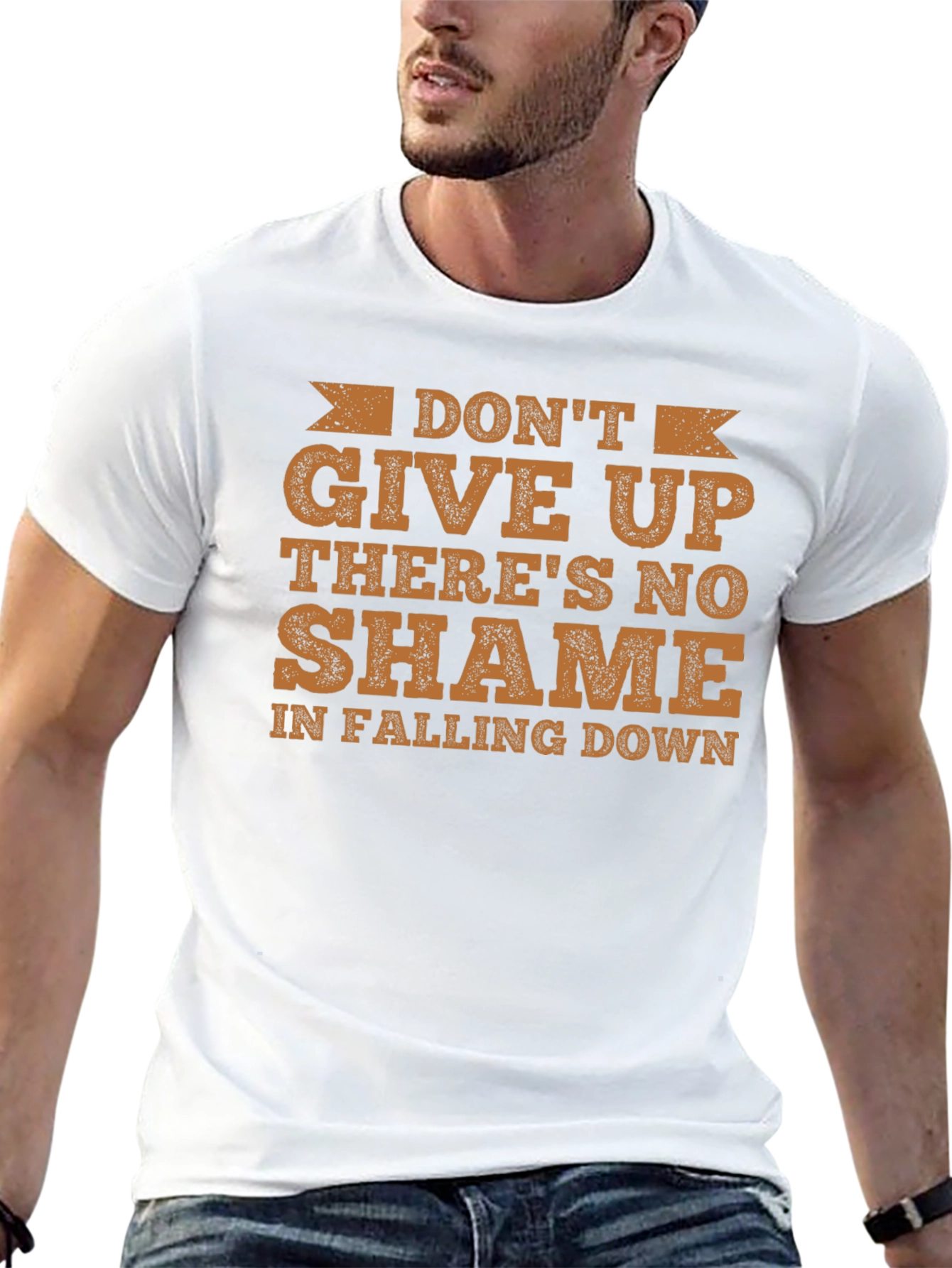 Dont Give Up Graphic Tee - Black Cotton T-Shirt