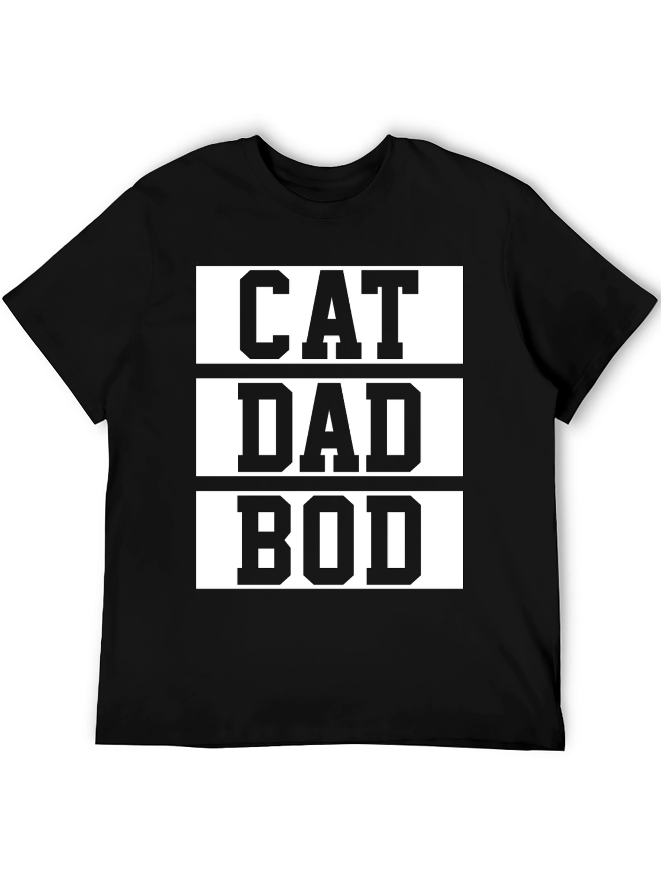 Cat Dad Bod Graphic Tee - Black Cotton T-Shirt