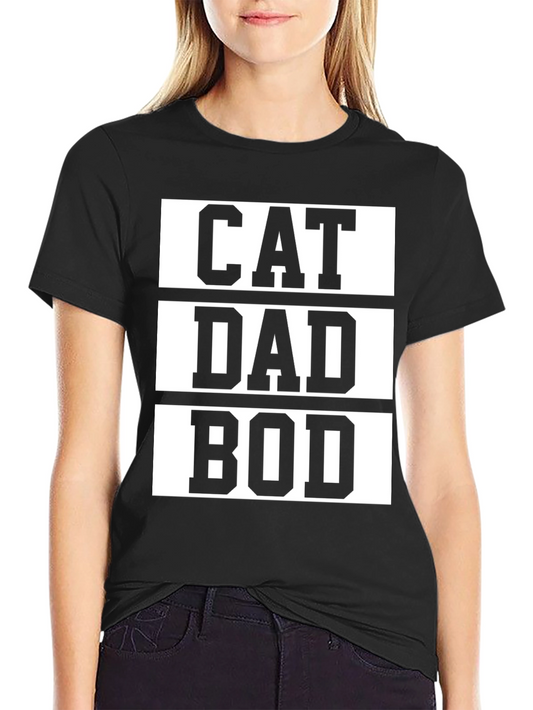 Cat Dad Bod Graphic Tee - Black Cotton T-Shirt