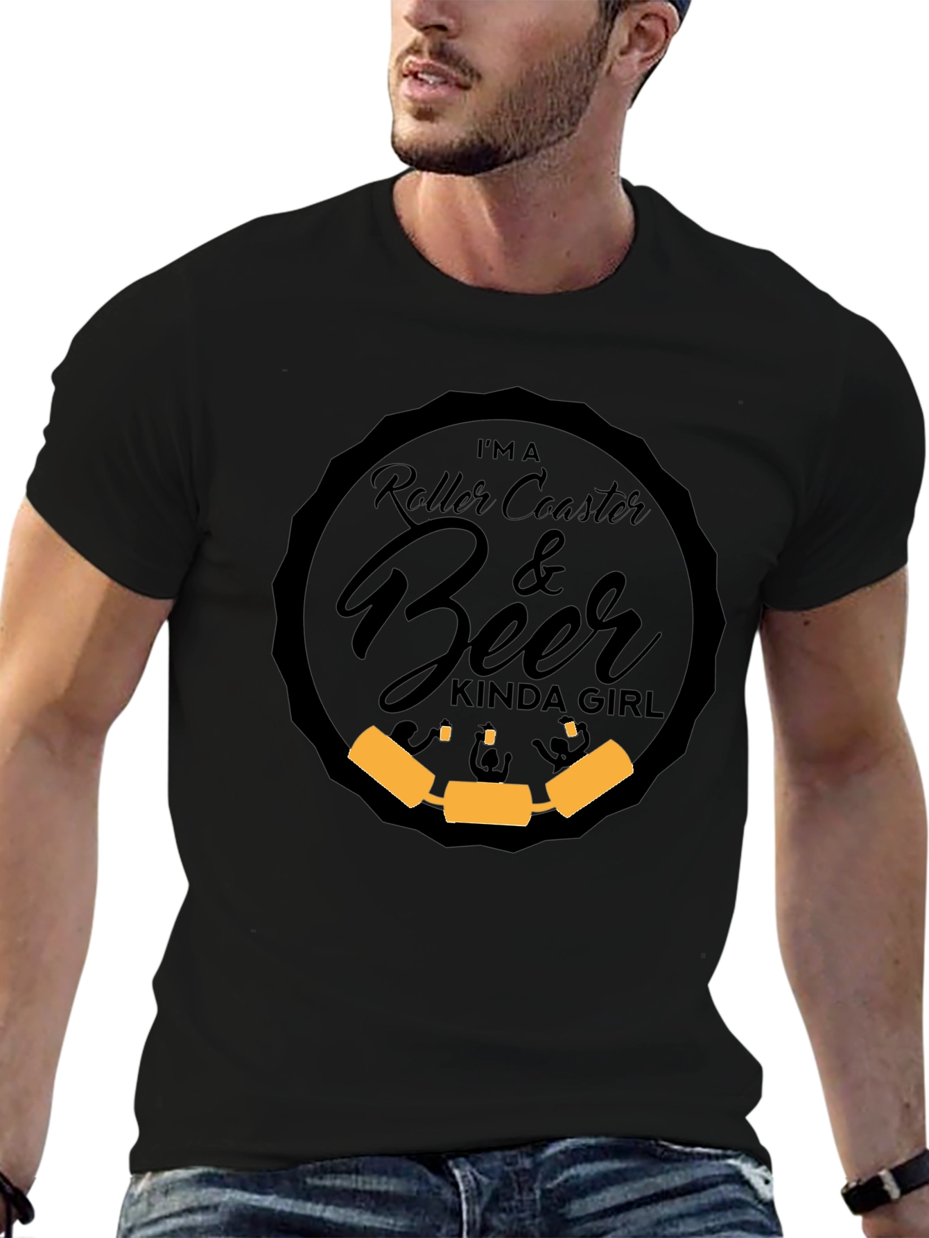 Roller Coaster & Beer Kinda Girl Graphic T-Shirt
