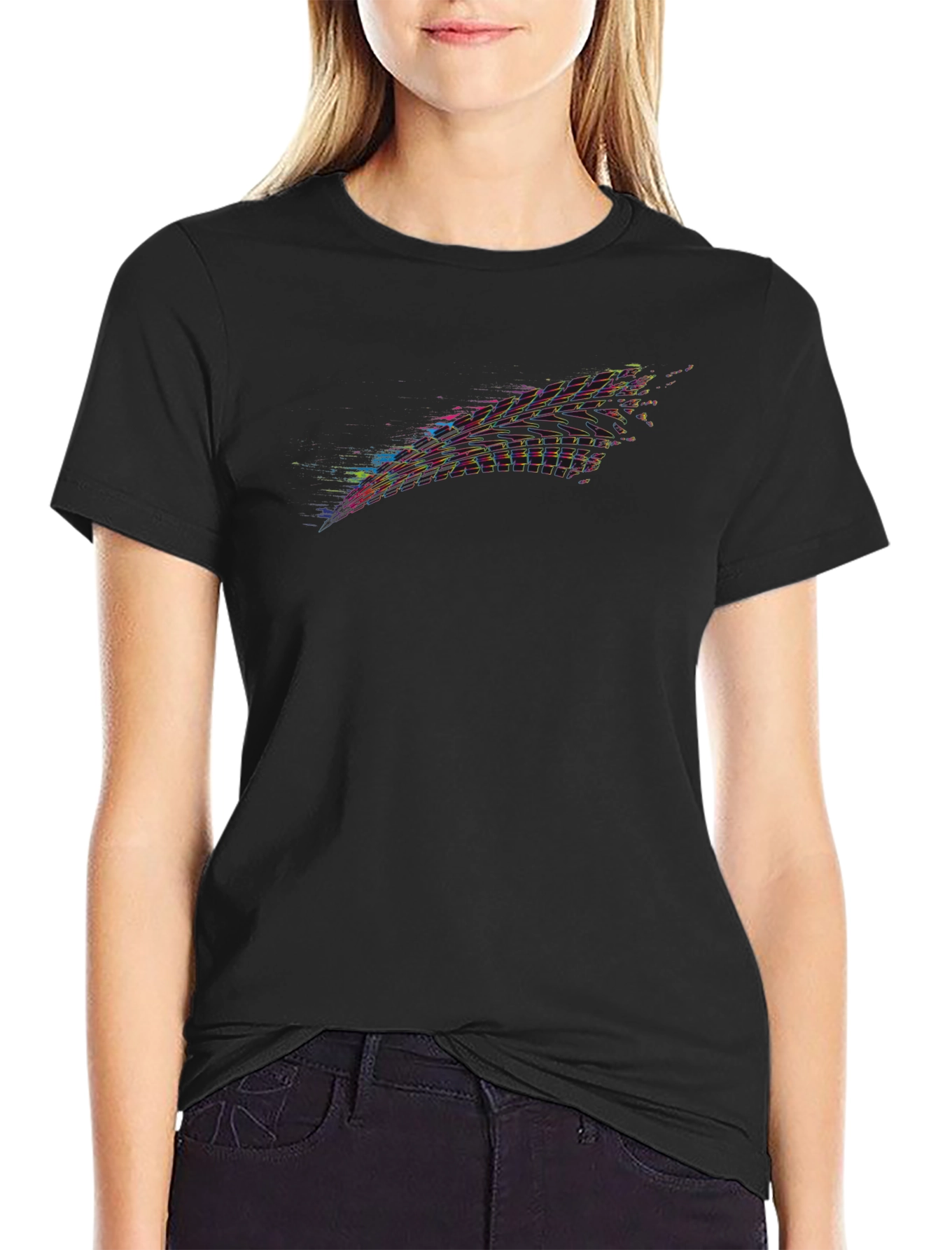 Abstract Glitch Black Tee