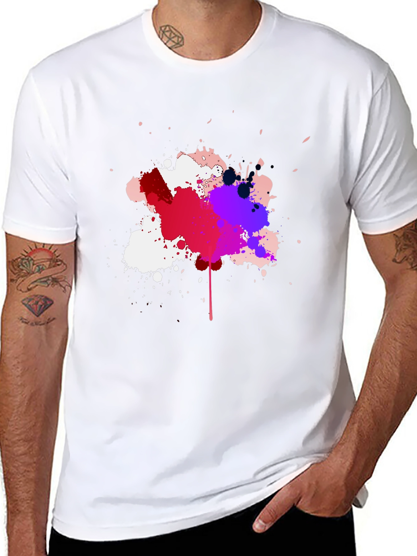 Abstract Splatter T-Shirt - Mens Black Tee
