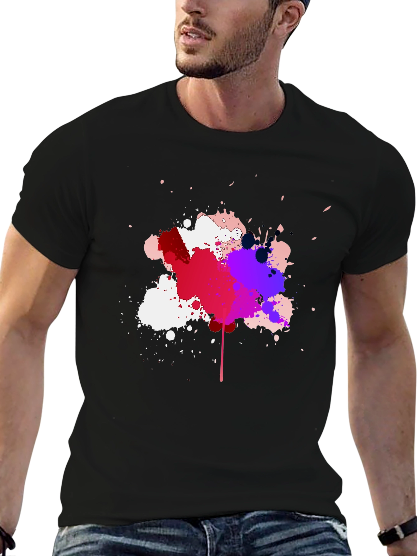 Abstract Splatter T-Shirt - Mens Black Tee