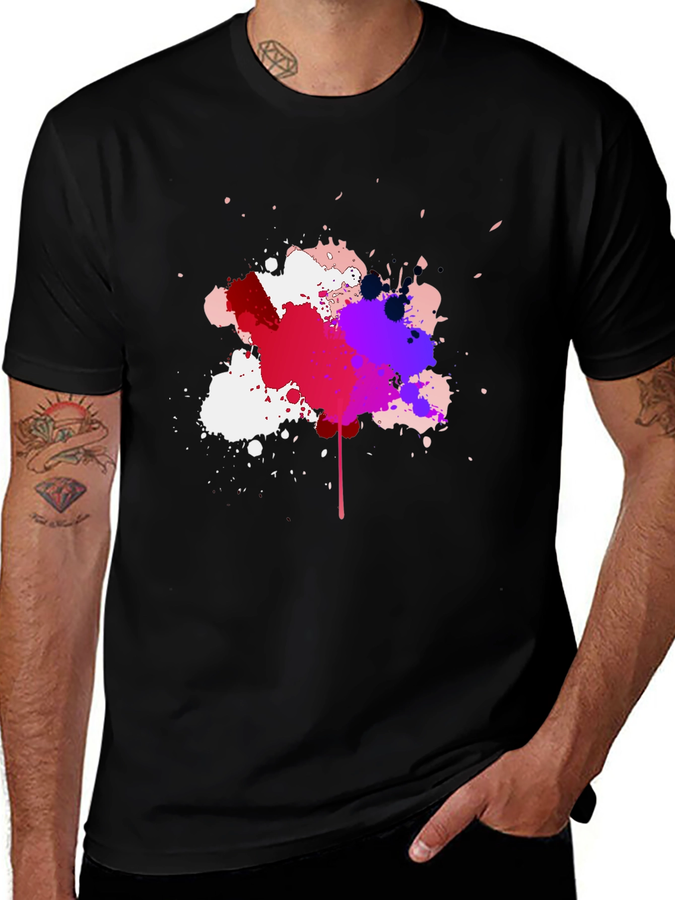 Abstract Splatter T-Shirt - Mens Black Tee