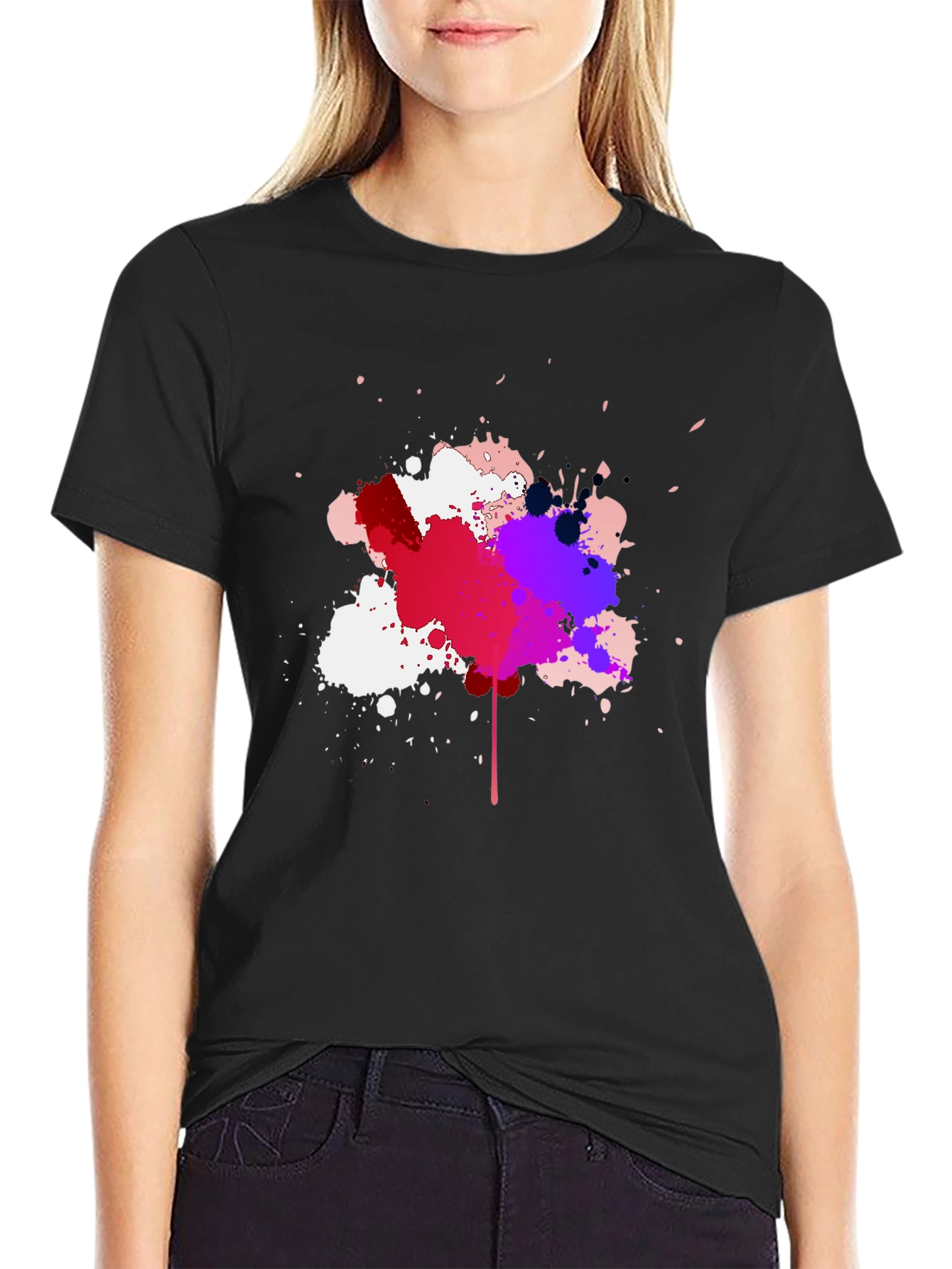 Abstract Splatter T-Shirt - Mens Black Tee