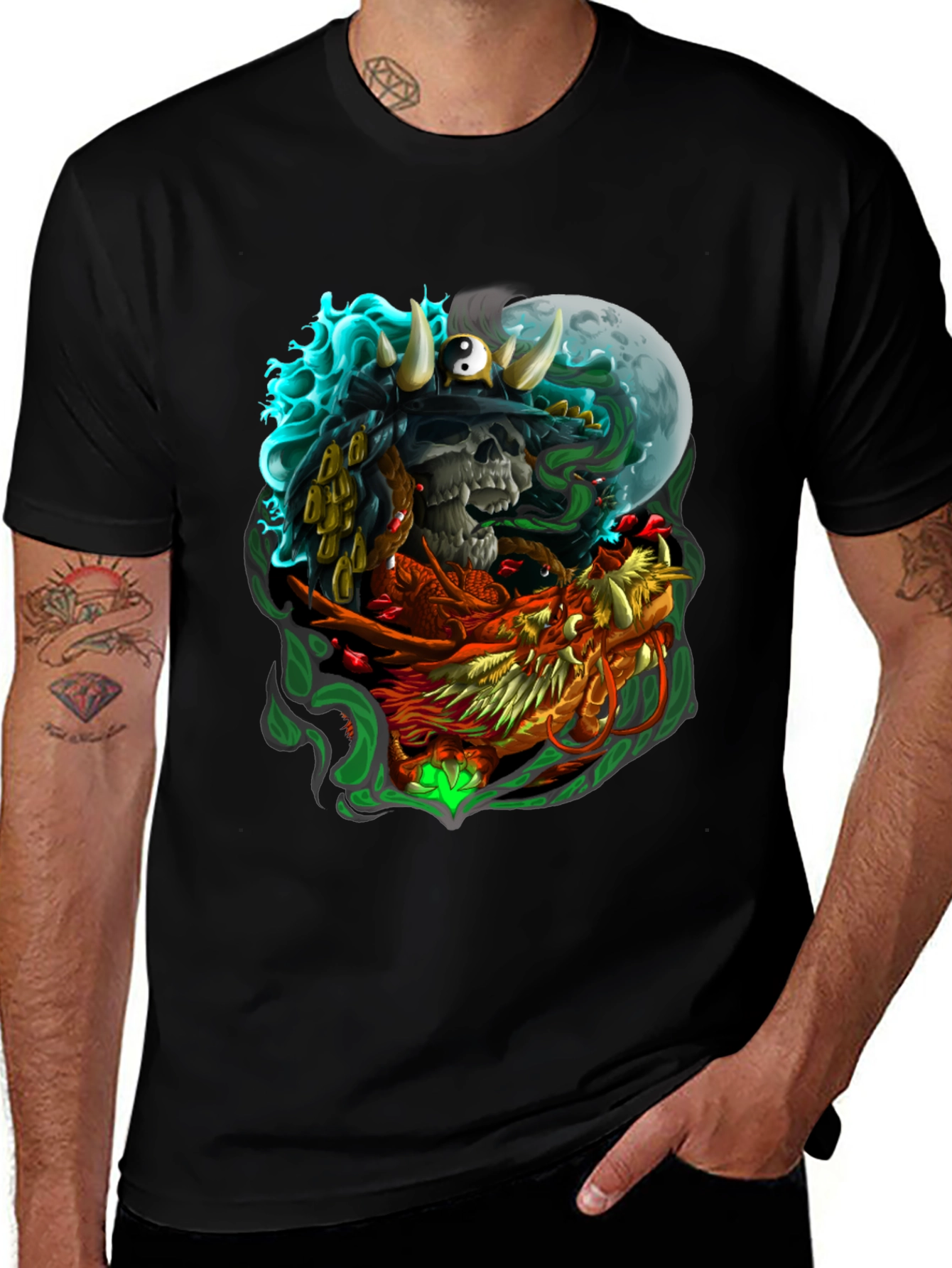 Skull & Dragon Graphic T-Shirt