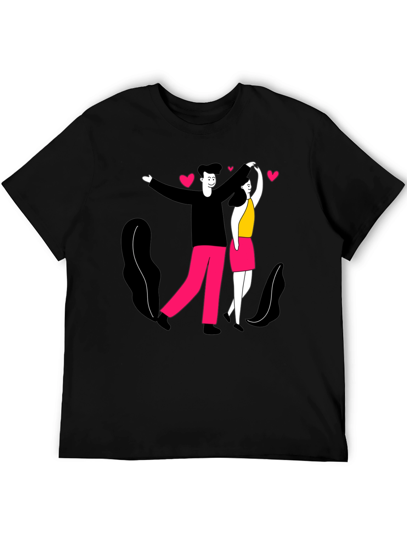 Romantic Couple Graphic Tee - Black