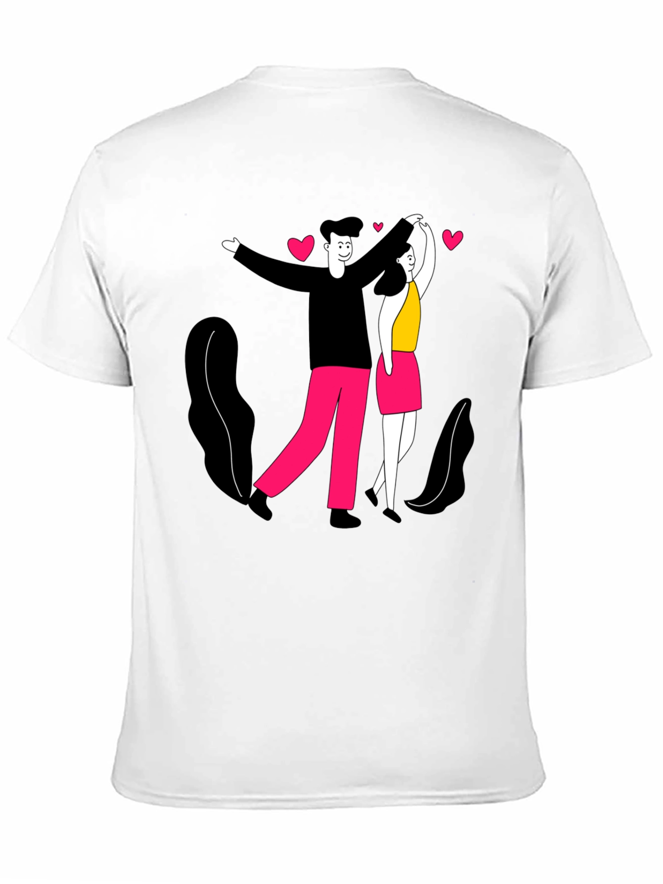Romantic Couple Graphic Tee - Black